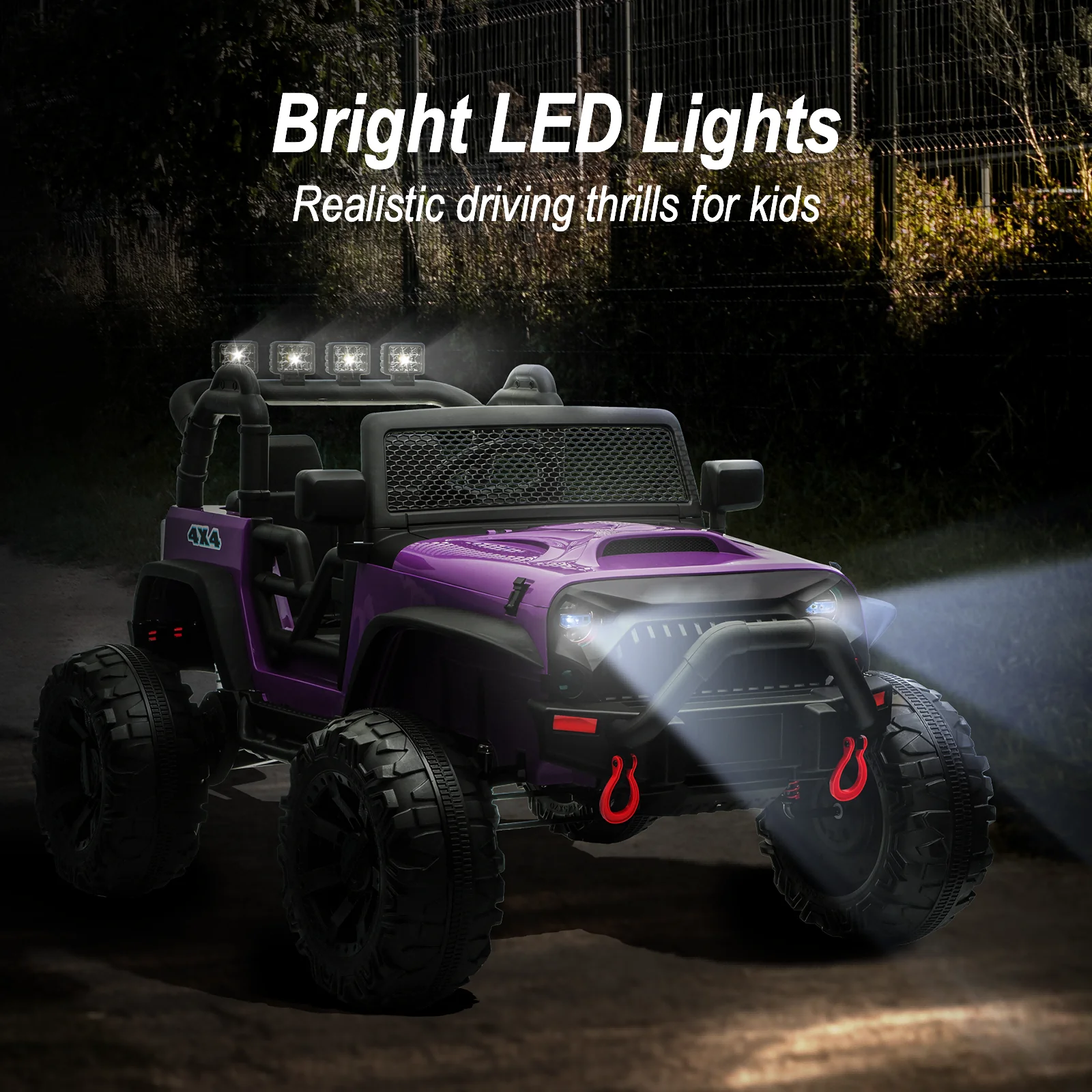 Outfunny 24V Ride on Toy Truck for Big Kids with Remote, 2-Seater, 400W Motor - Purple - Womvr