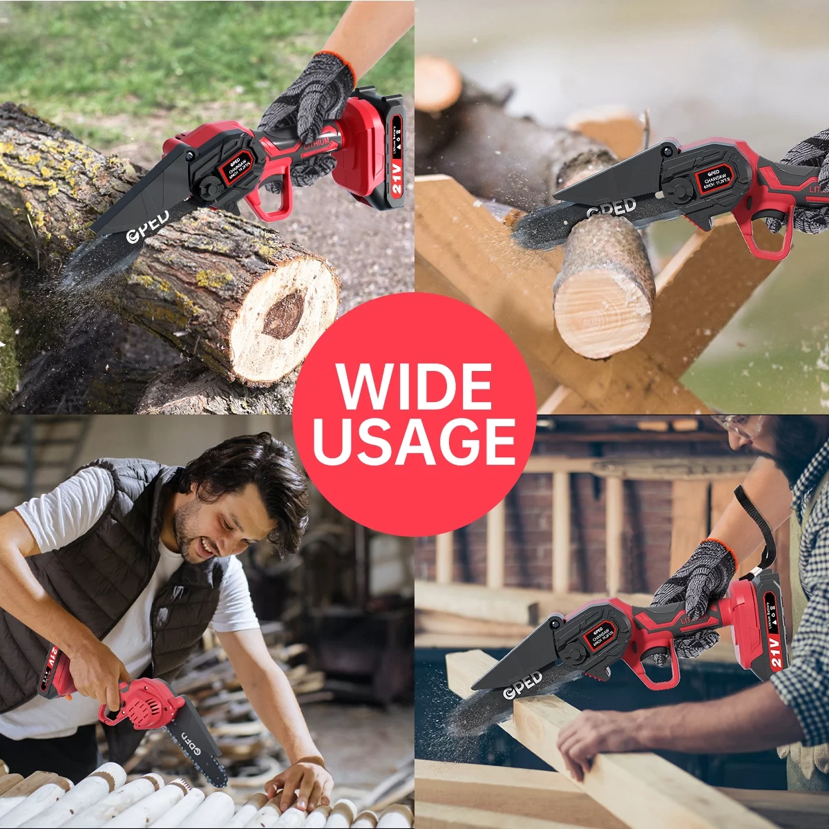 Mini Chainsaw Cordless 6 inch with 2 Battery, Mini Power Chain Saw with Security Lock, Electric Chainsaw, Handheld Small Chainsaw for Tree Trimming Wood Cutting (2 Mini Chainsaw + 2 Guide Plate) - Womvr