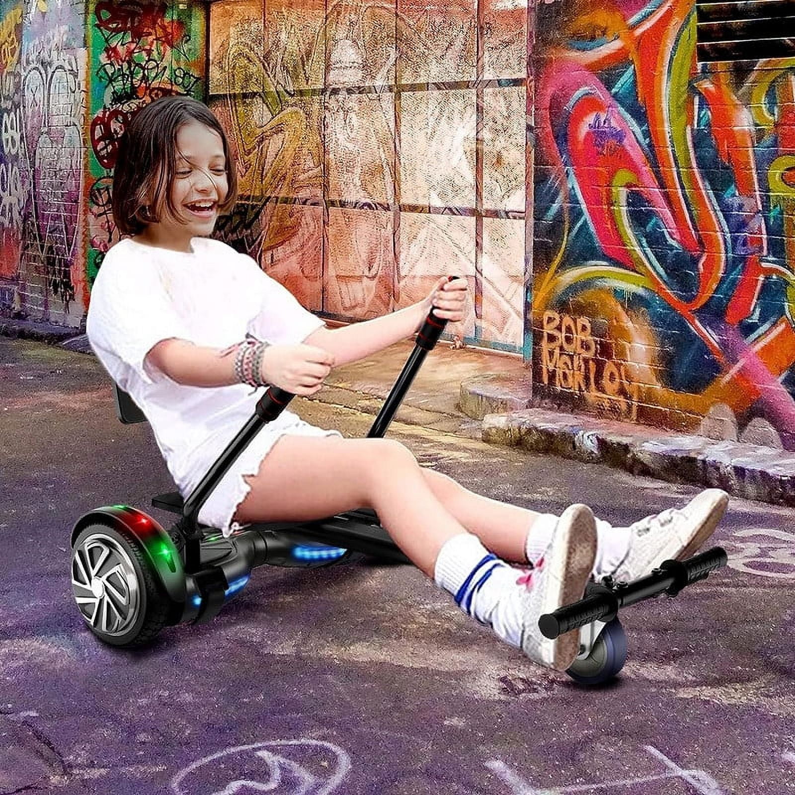 SISIGAD Hoverboard with Seat, 6.5 inch Hoverboard Go Kart Combo with Bluetooth Speaker & LED Lights for Kids Adults - Womvr