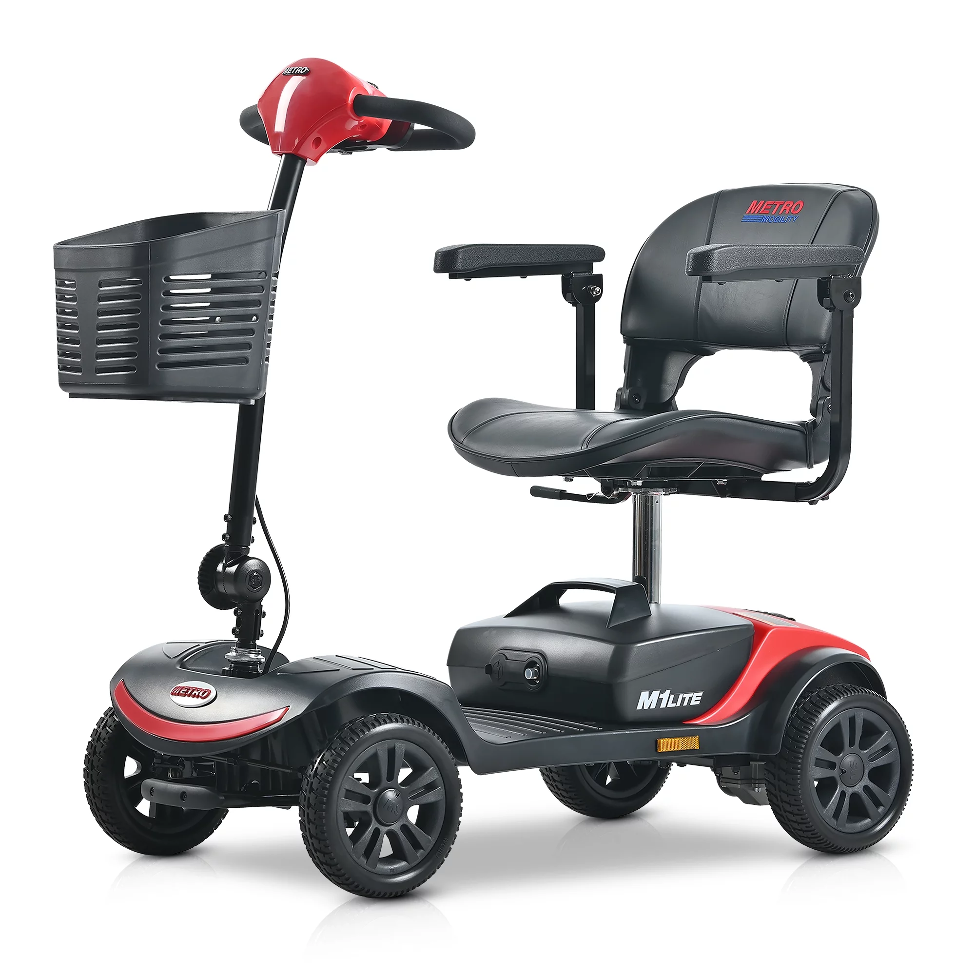 Motorized Scooter with 360° Swivel Seat, 4 Wheel Electric Mobility Scooter with Detachable Basket and Control Panel, Electric Carts for Senior Adults, Max Speed 5Mph, 265lbs, SS559 - Womvr