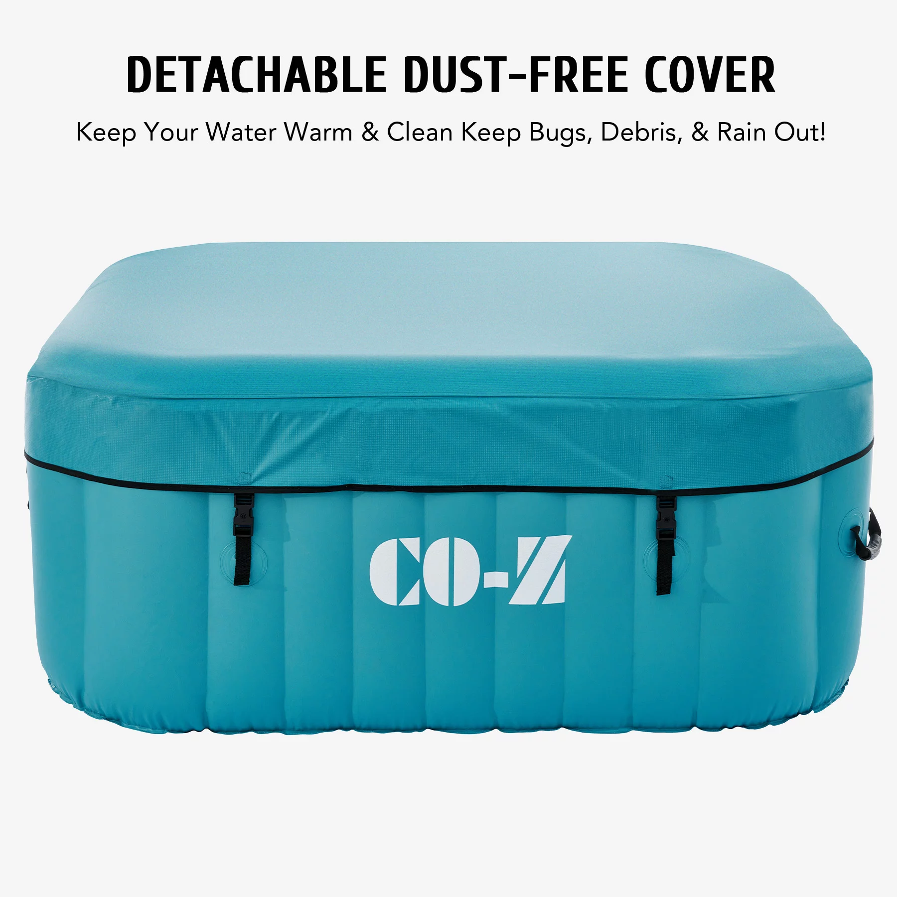 CO-Z 4-6 Person 7' Blow-Up Hot Tub with 130 Air Jets Cover Electric Pump Portable Pool, Gray - Womvr