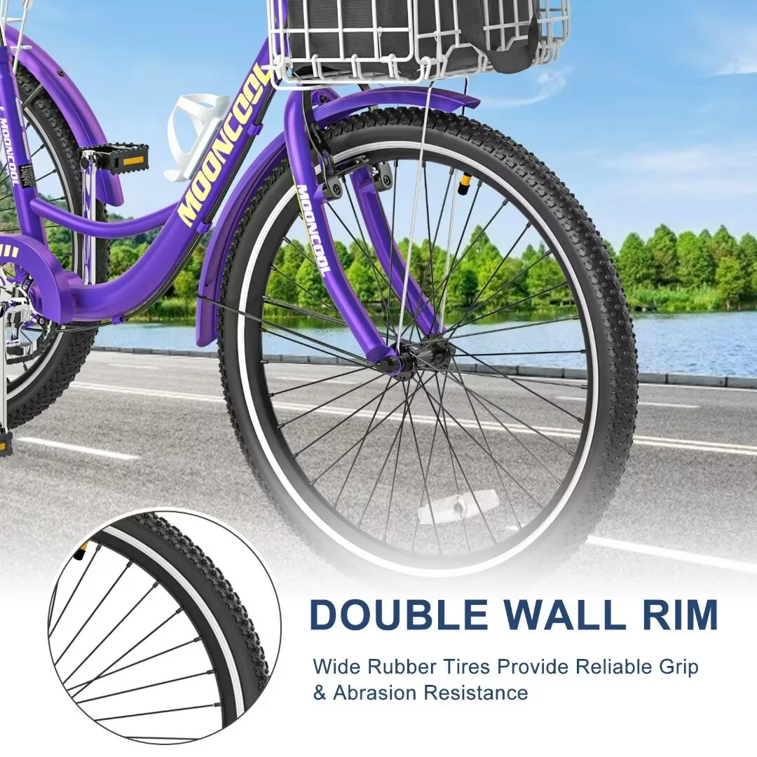 Docred Adult Tricycle 7 Speed 24 Inch Three Wheel Bike Cruiser Trike for Men/Women/Seniors - Womvr