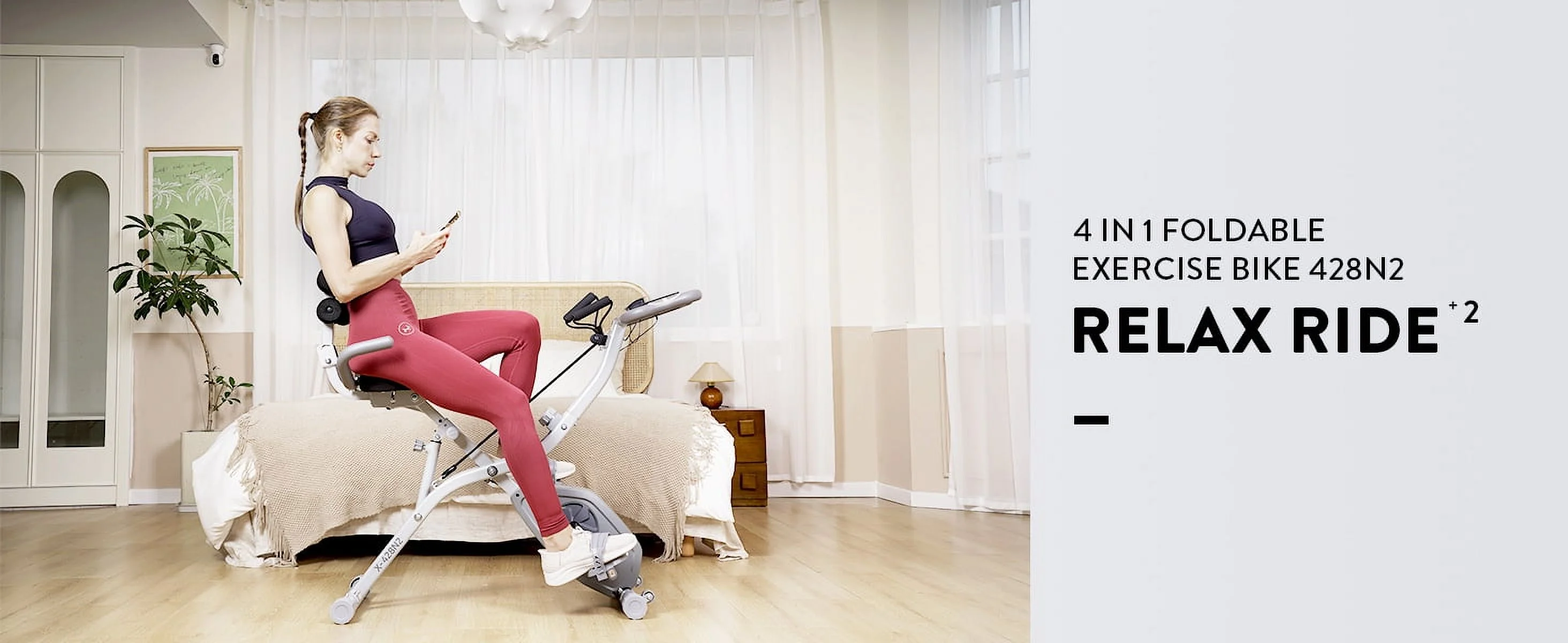 Pooboo 4in1 Foldable Exercise Bike Indoor Cycling Bike Magnetic Stationary Bike Exercise Bike 300lbs - Womvr