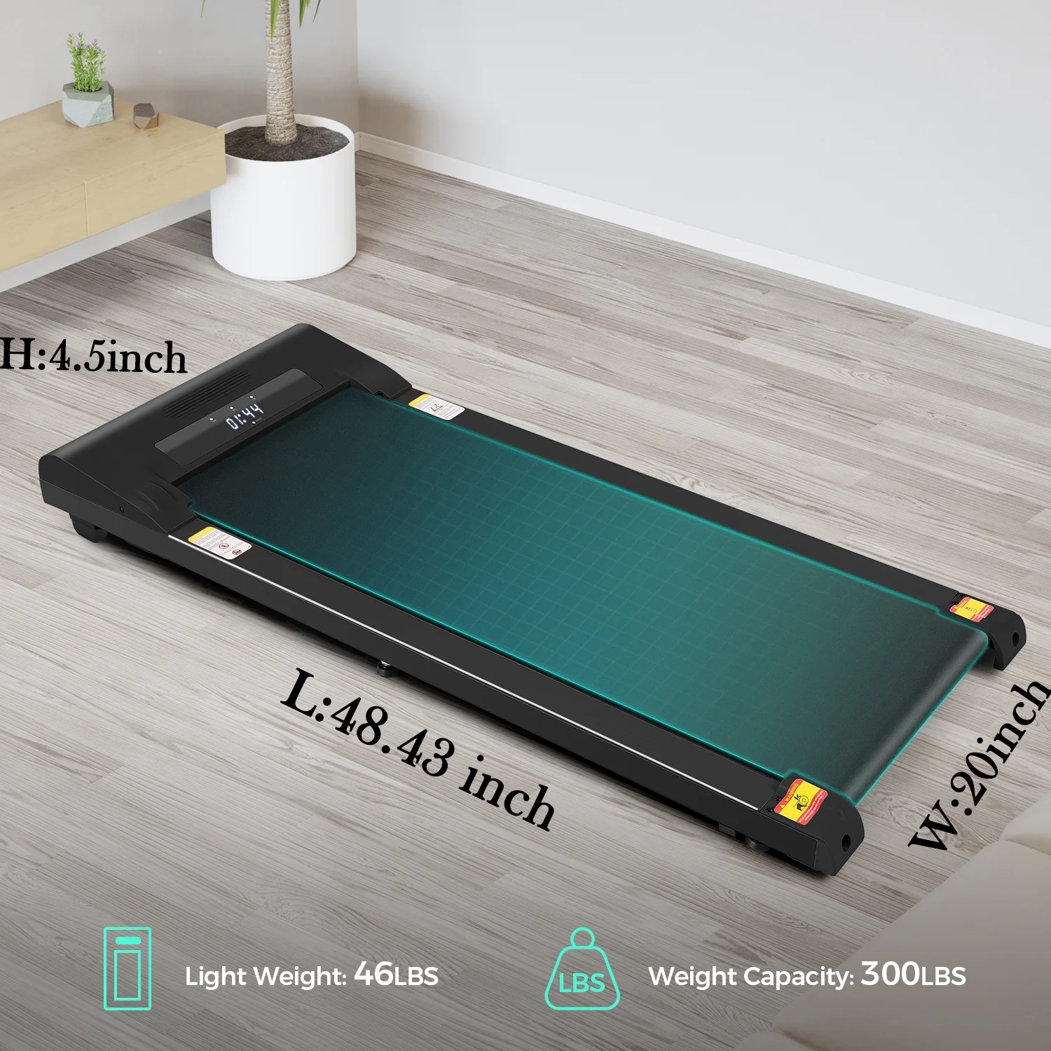 Adnoom Walking Pad Treadmill Under Desk Treadmills for Home,Smart App Remote Control 2.5HP Electric Jogging Running Machine with LED Display - Womvr