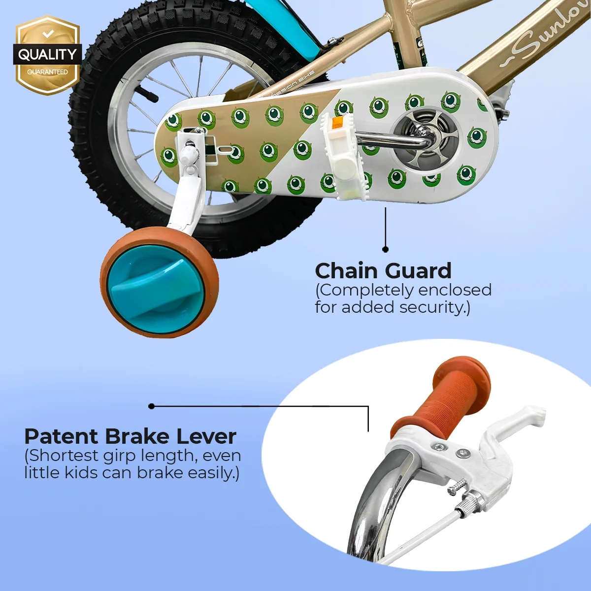 SUNLOVERR Adventure Kids Bike for Toddlers and Kids Ages 3-5 Years Old, 12 Inch Kids Bike with Training Wheels & Basket, Boy Bicycle with Handbrake. - Womvr