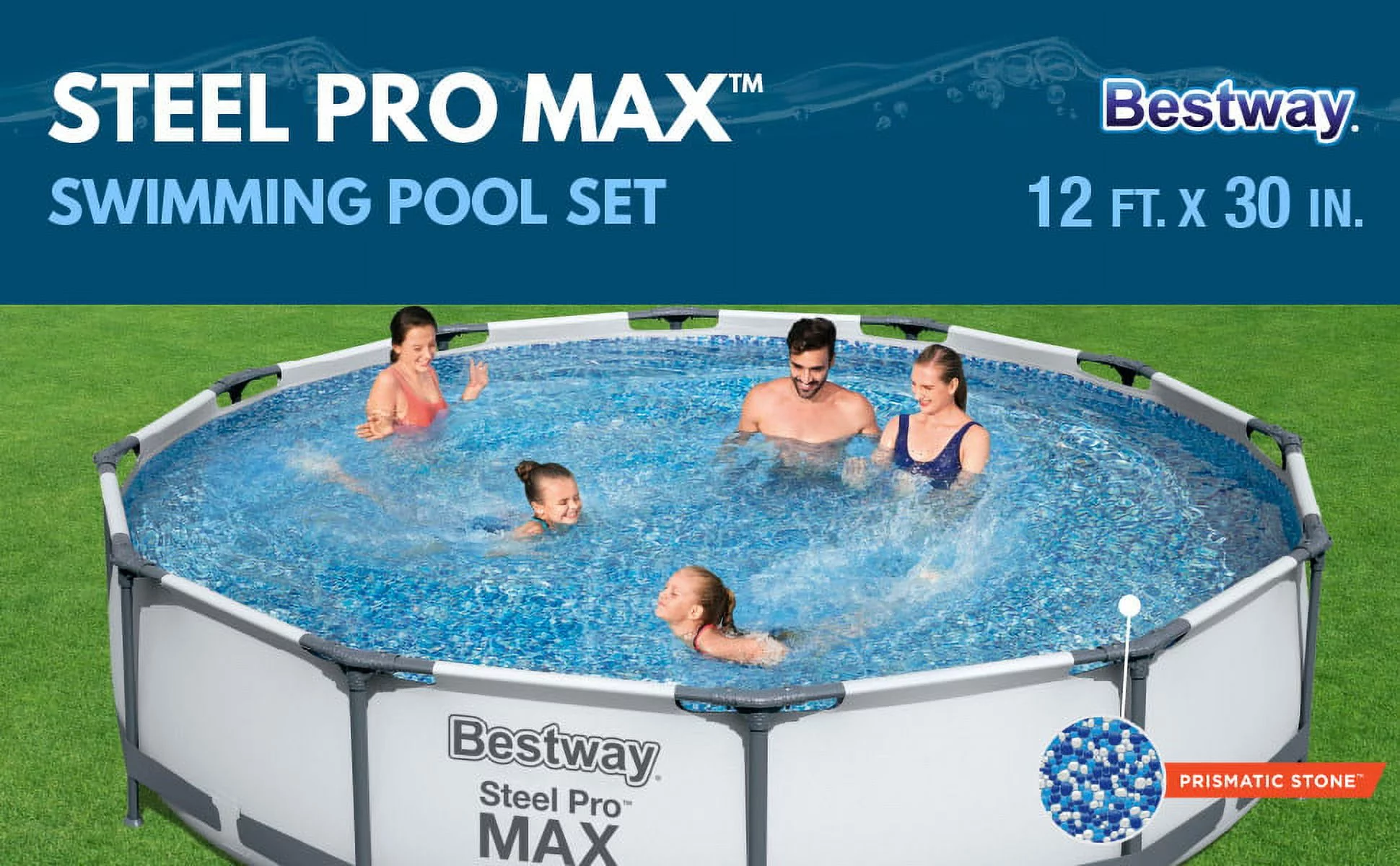 Bestway 56061US 12-Foot by 30-inch Steel Pro Round Frame Swimming Pool Set - Womvr