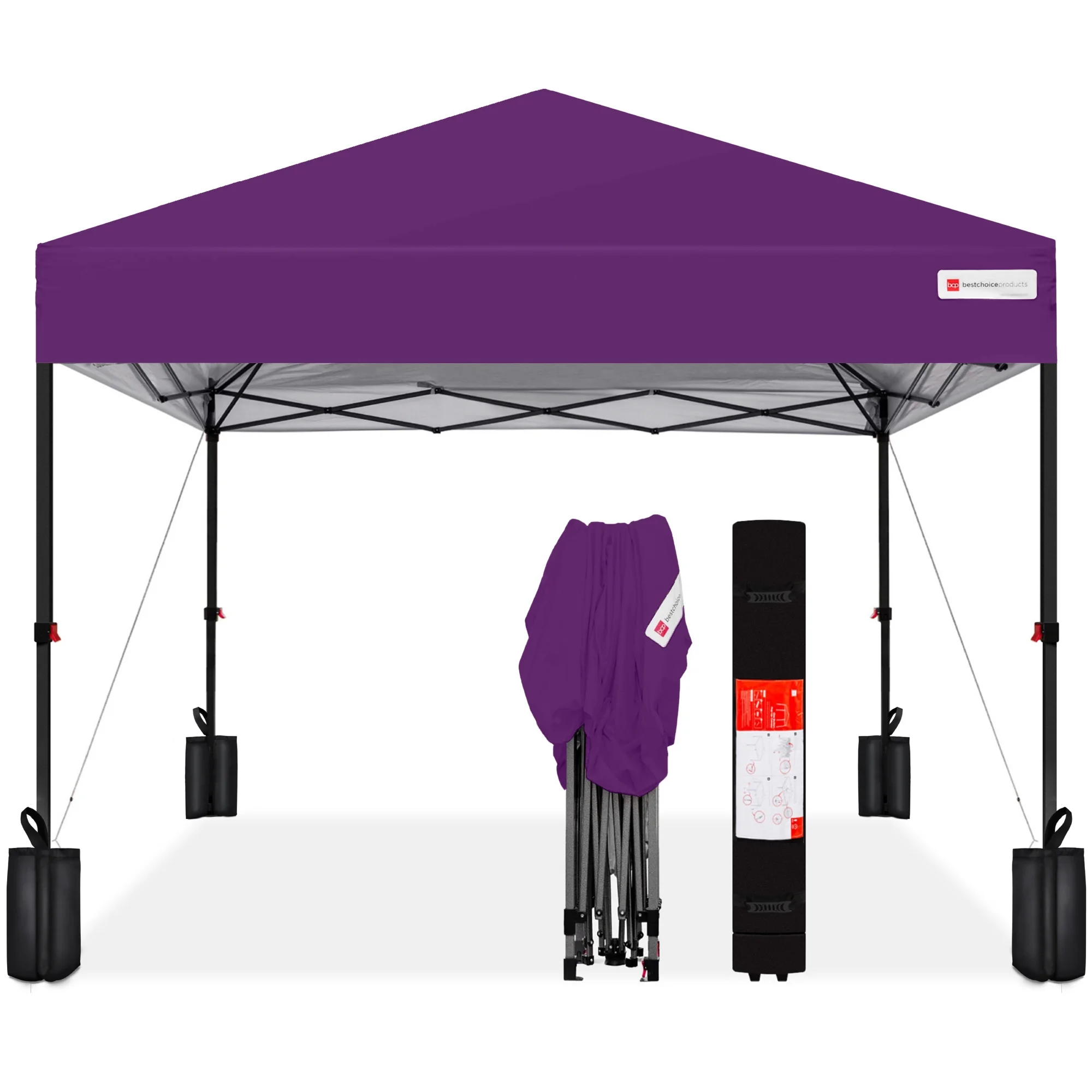 Best Choice Products 10x10ft Easy Setup Pop Up Canopy w/ 1-Button Setup, Wheeled Case, 4 Weight Bags - Cerulean - Womvr