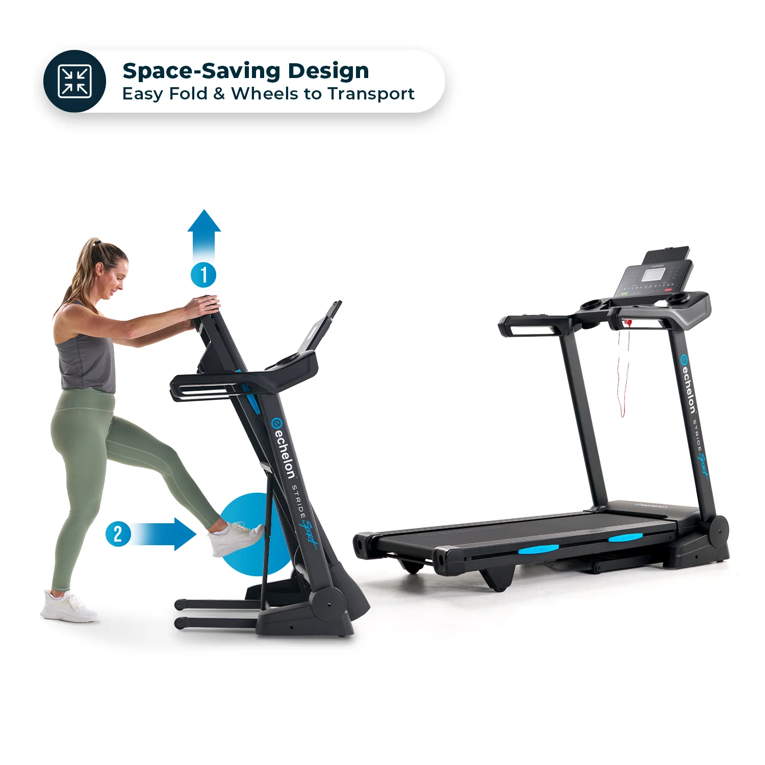 Echelon Stride 30 Sport Smart Foldable Exercise Treadmill with Cushioned Deck + 30-Day Free Membership - Womvr