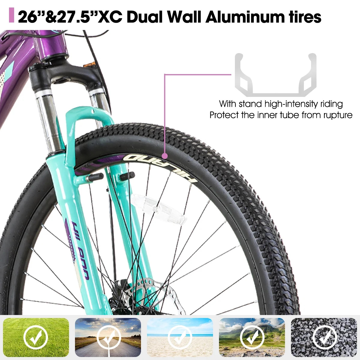 Hiland Mountain Bike for Woman, Shimano 21 Speed 26 inch Wheels Mountain Bicycle, Mint Green - Womvr