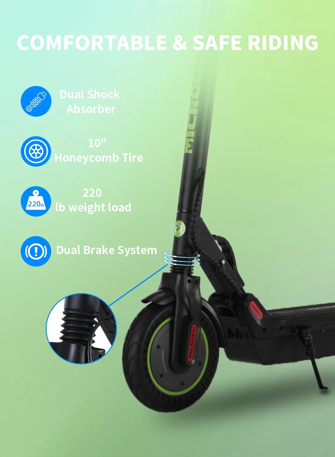 MICROGO M5 PRO Electric Scooter, 500W Motor 10.4 Ah Battery Long Range for Adults, 10