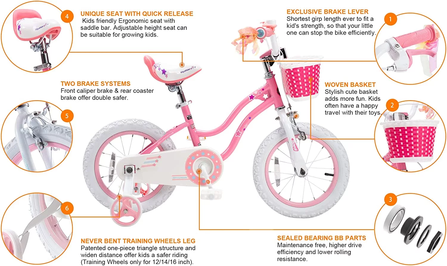 RoyalBaby Stargirl Kids Bike 20 Inch Girls Bicycle for Children with Kickstand Basket Blue - Womvr