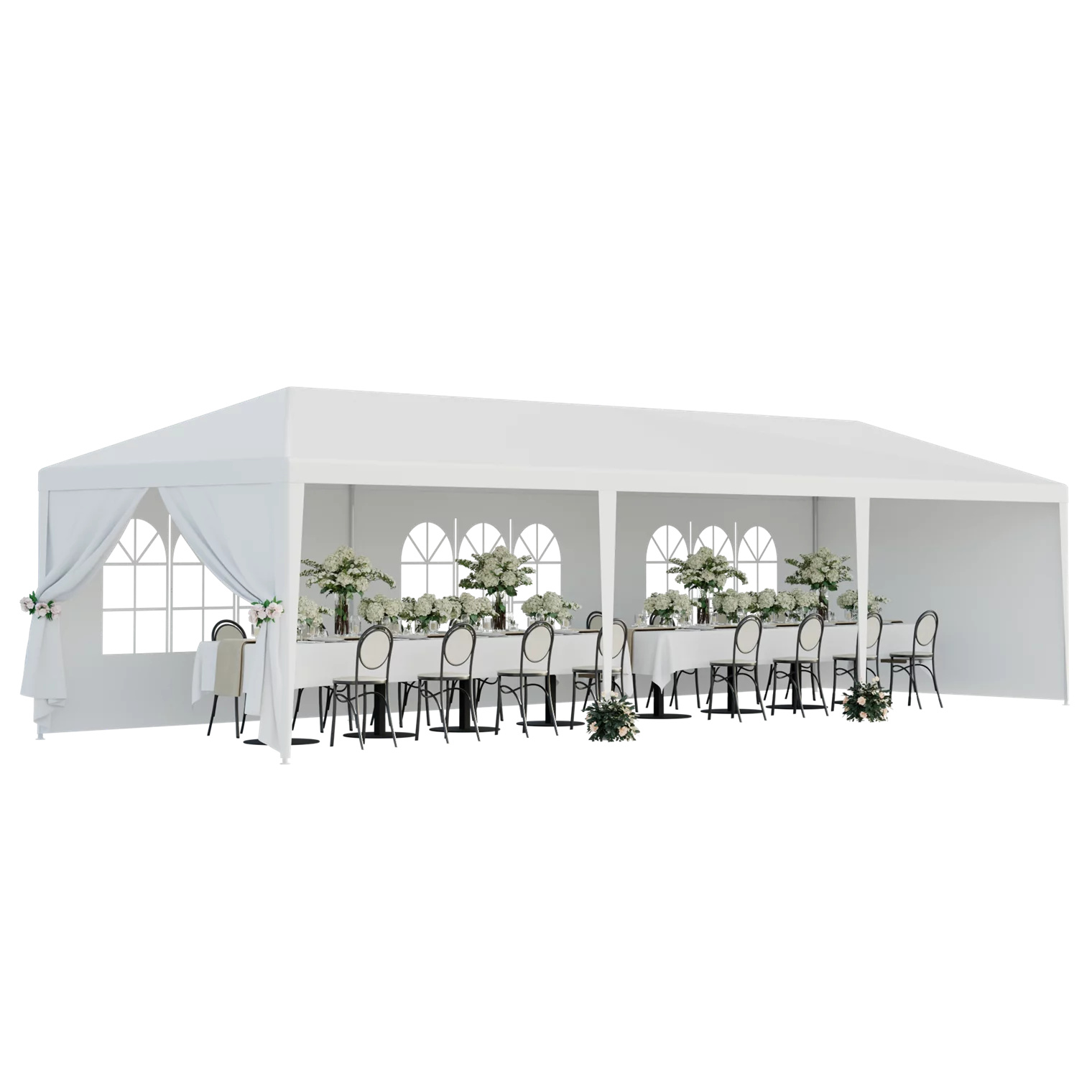 ZENSTYLE Patio Wedding Party Tent Set White Waterproof Canopy - 10 x 30' White - Womvr