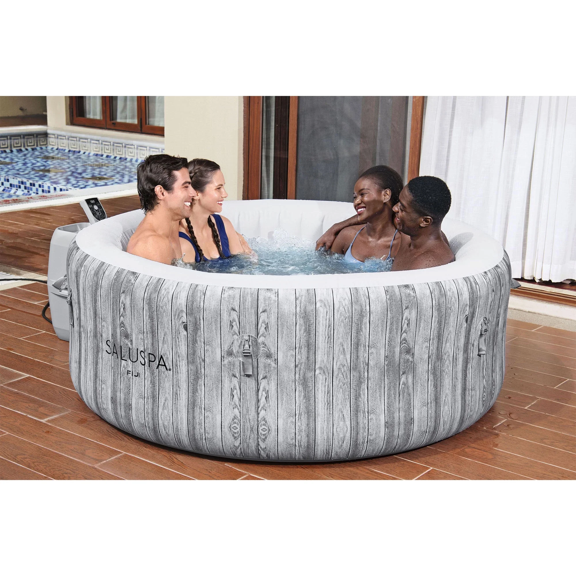 Bestway SaluSpa Cancun AirJet Inflatable Hot Tub with 120 Jets, Gray - Womvr