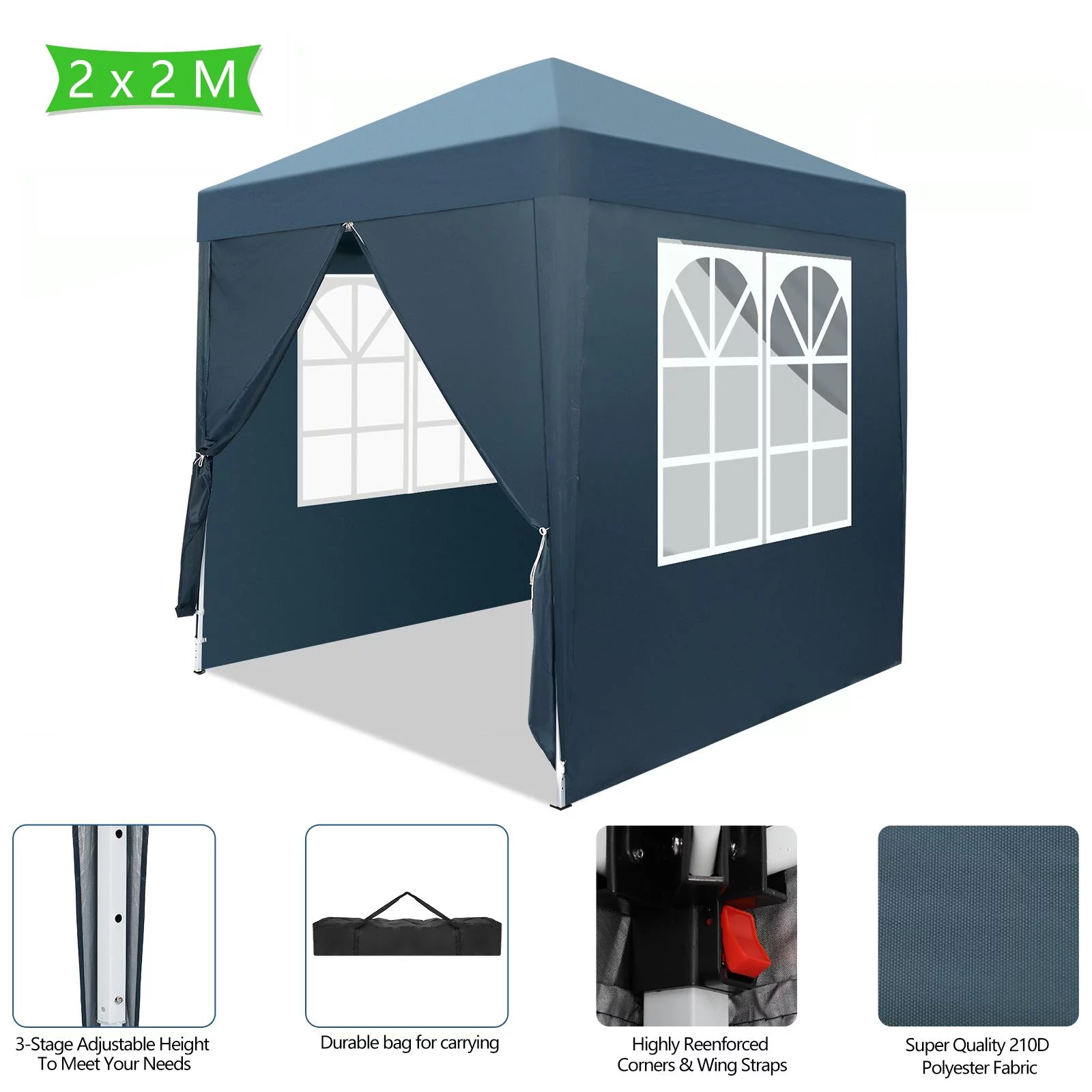 Zimtown 10ft x 10ft Base/8ft x 8ft Top Pop up Canopy Tent Instant Practical Waterproof Folding Tent with Carry Bag - Womvr
