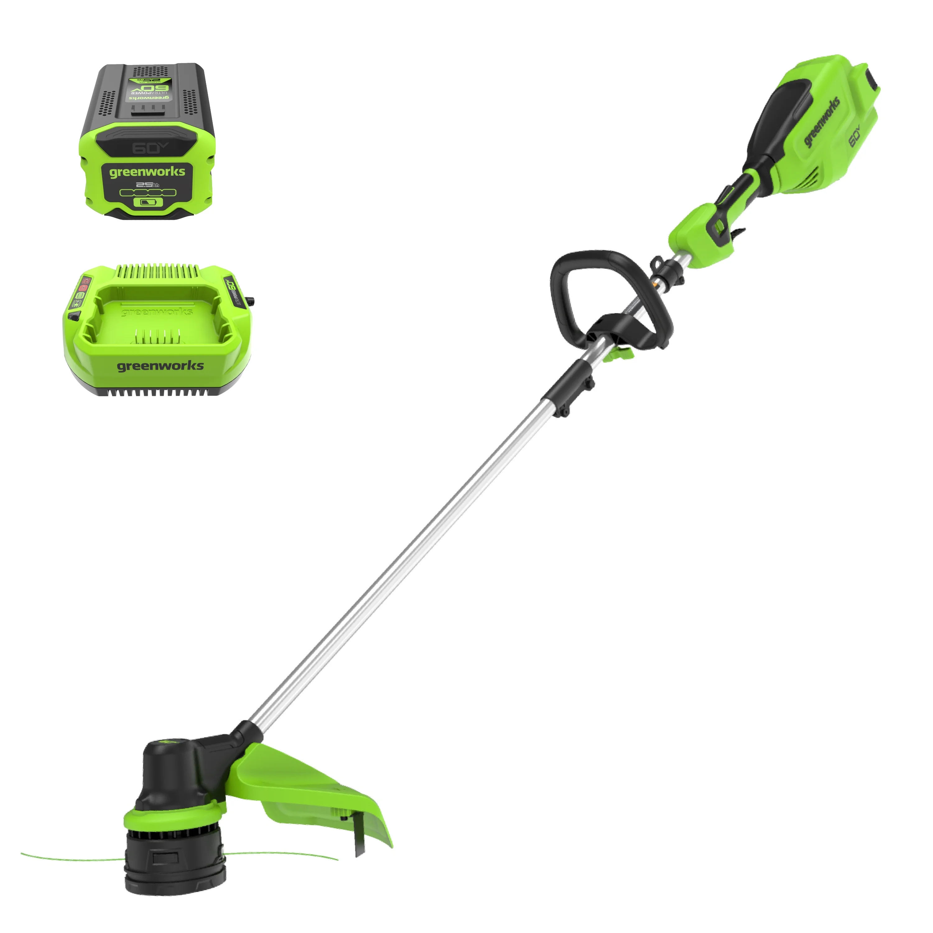Greenworks 60V 16�� Front Mount String Trimmer + 2.5Ah Battery & 3A Charger 2134302 - Womvr