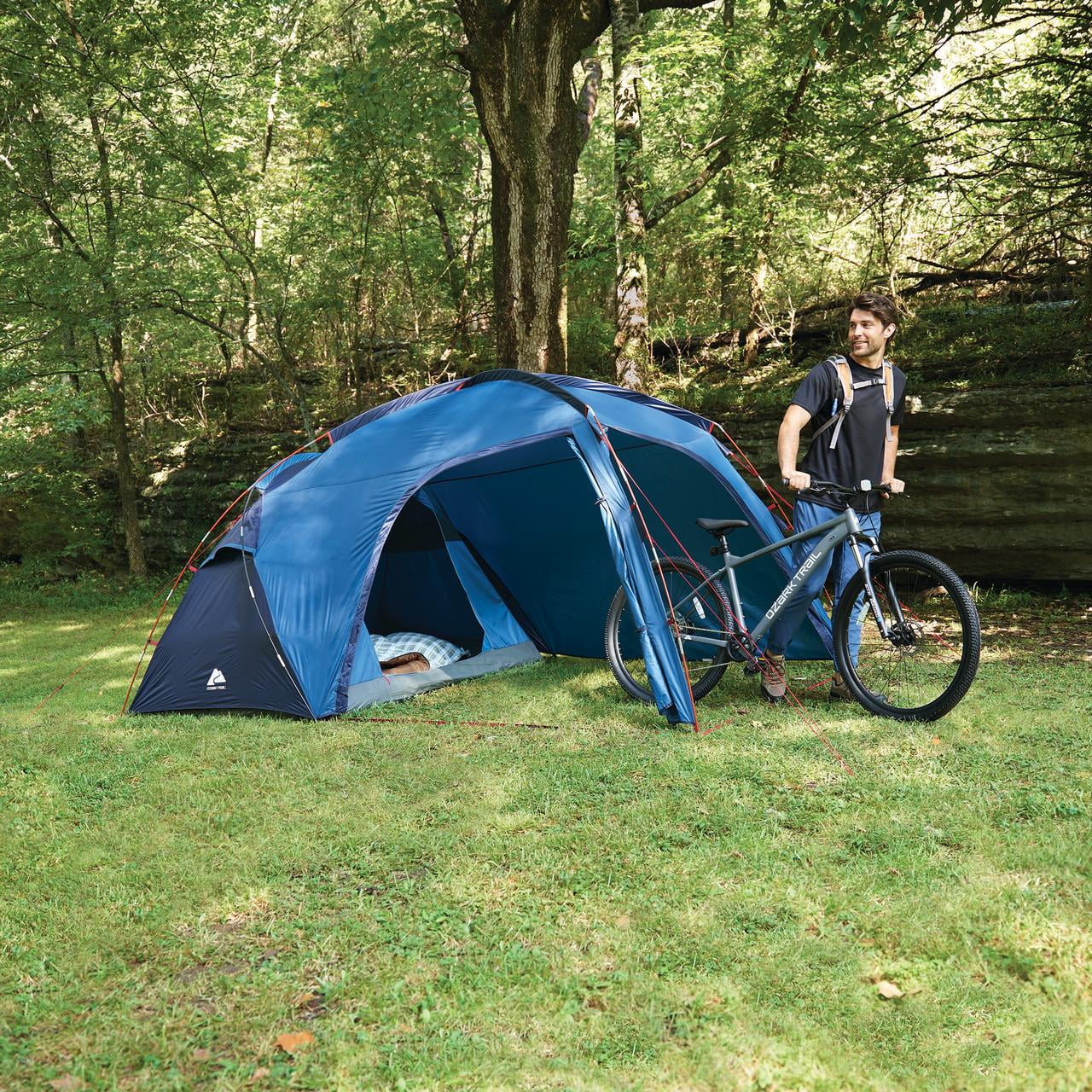 Ozark Trail 2-Person Tent with Oversized Vestibule, Blue, Dimensions 86.6�� x 141.60�� x 65�� - Womvr