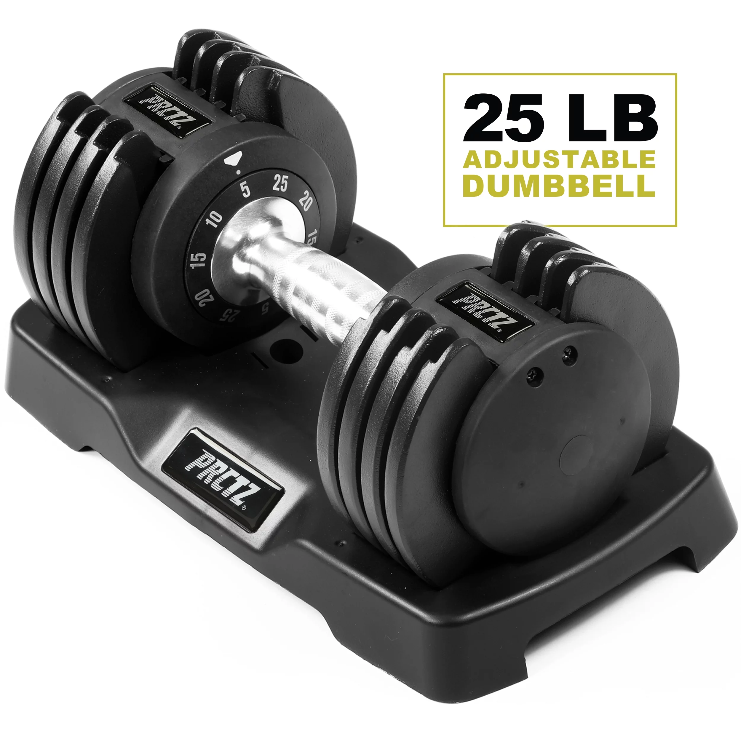 PRCTZ 10-50 lb Quick Select Adjustable Dumbbell, Enhanced 3-Point Safety Locking System, Single, Black - Womvr