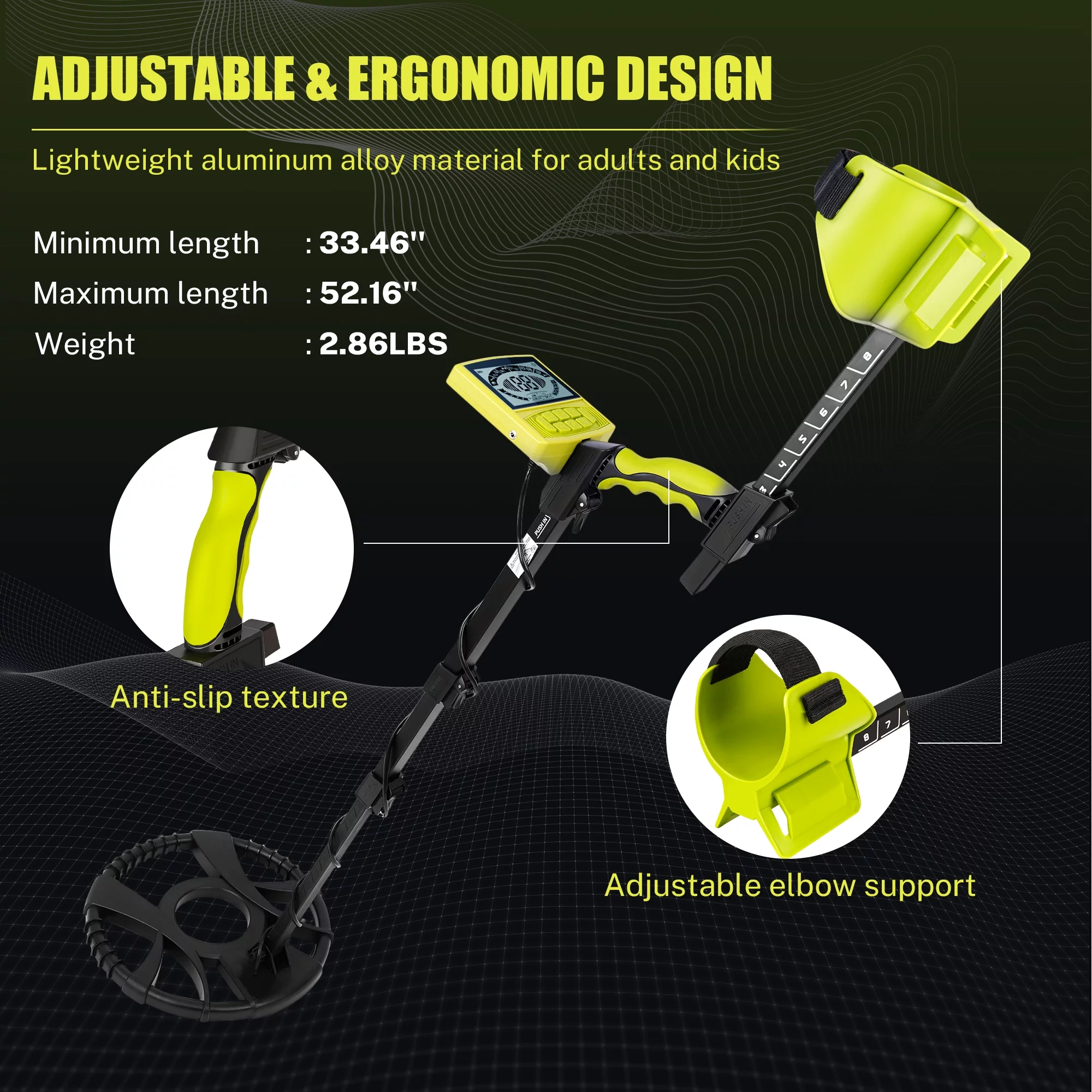 Metal Detector for Adults, Seizeen Lightweight Metal Detector Waterproof, LCD Kids Metal Detector Set  W/ 10'' Large Coil, Backpack, Shovel & Headphone for Outdoor Treasure Hunt, Adjustable 33''-52'' - Womvr