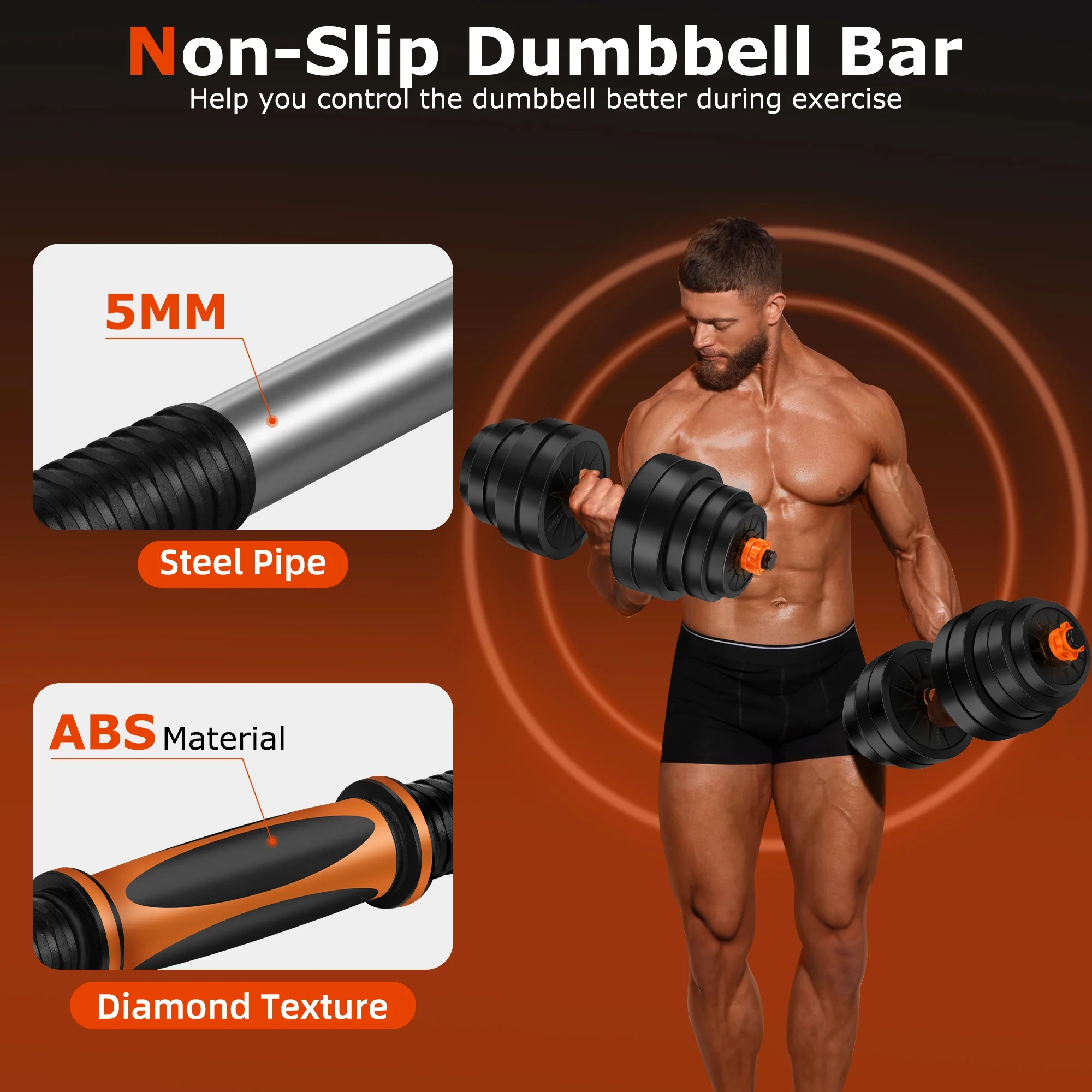 FIXTECH 66 Lbs Adjustable Dumbbell Set,  4 in 1 Weight Set, Dumbbell, Barbell, Kettlebell and Push-up, Home Gym Fitness Workout Equipment for Men and Women - Womvr