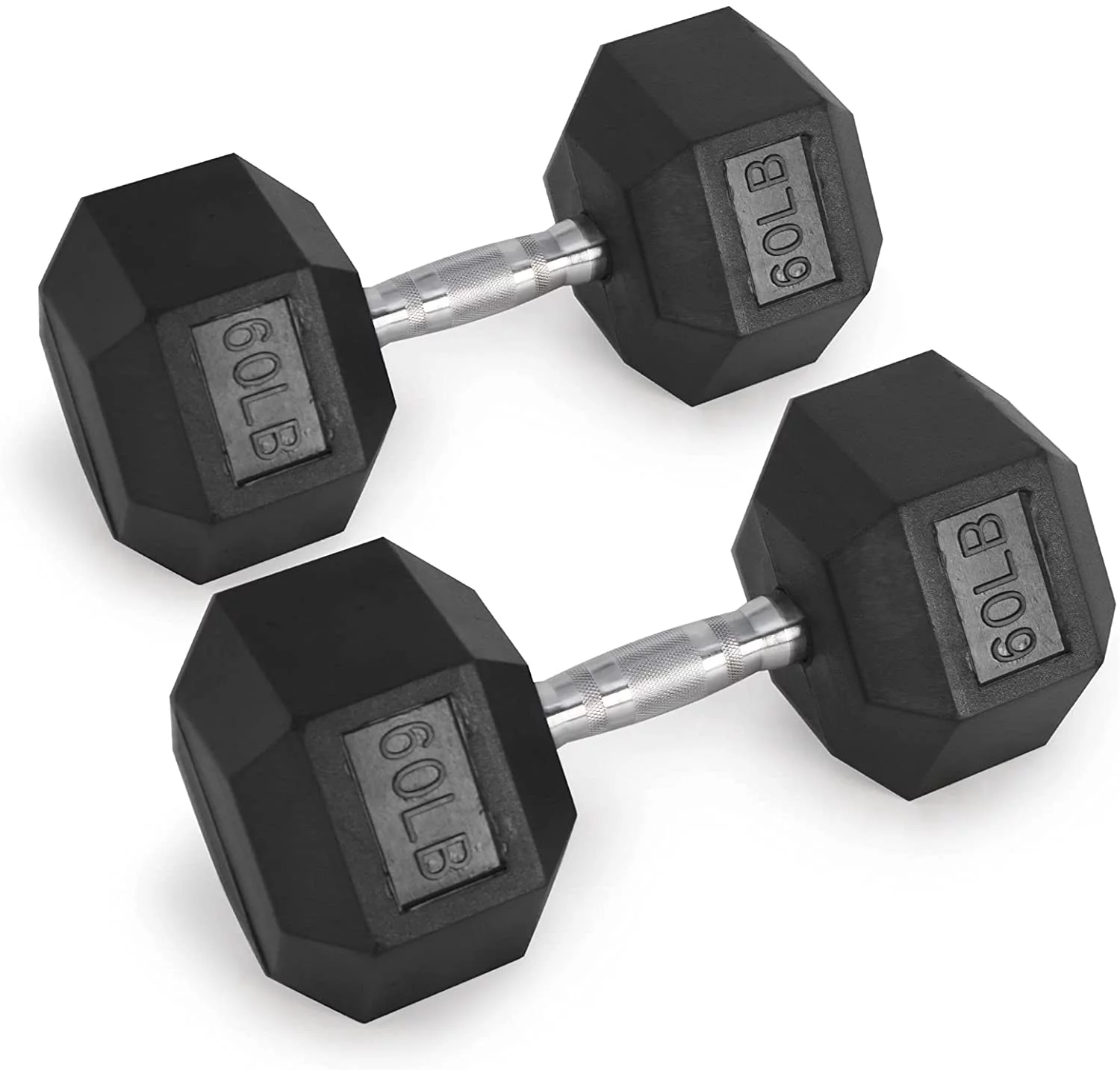 RitFit Rubber Hex Dumbbell Weight 5-60 Lbs. with Metal Handle for Strength Training, Full Body Functional Workouts - Womvr