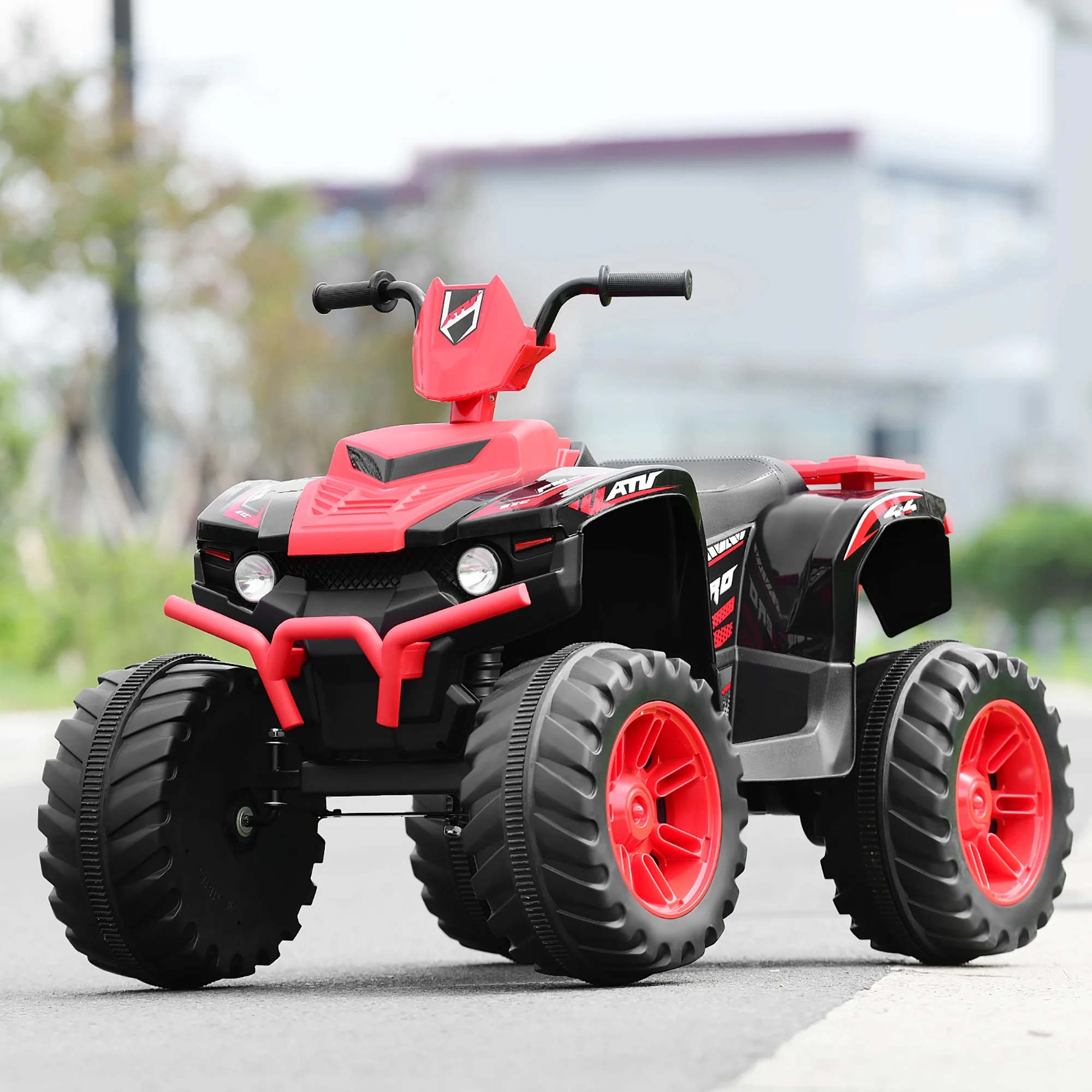 Costway 12V Kids 4-Wheeler ATV Quad Ride On Car w/ LED Lights Music  USB Navy - Womvr