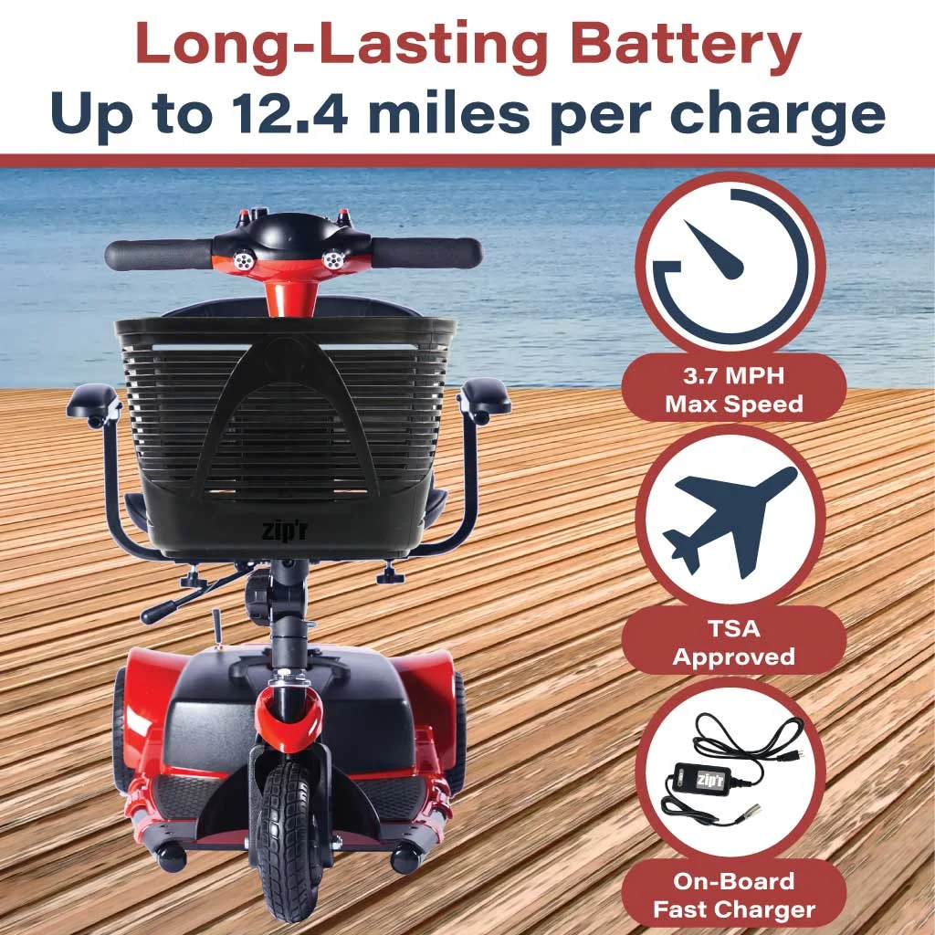 Zip'r Roo 3-Wheel Travel Mobility Scooter, Red - Womvr