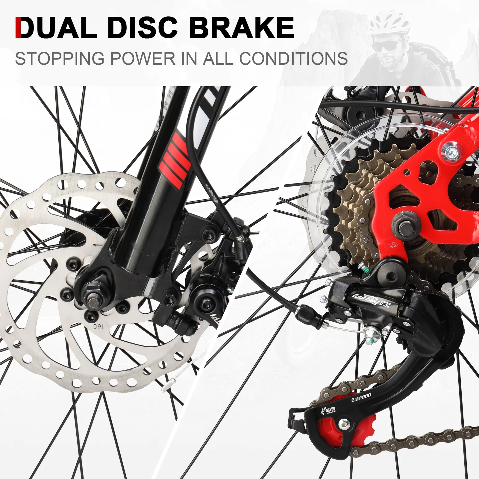 UBesGoo Folding Mountain Bike Shimano 21-Speed, with 26 inch Wheels, Red - Womvr