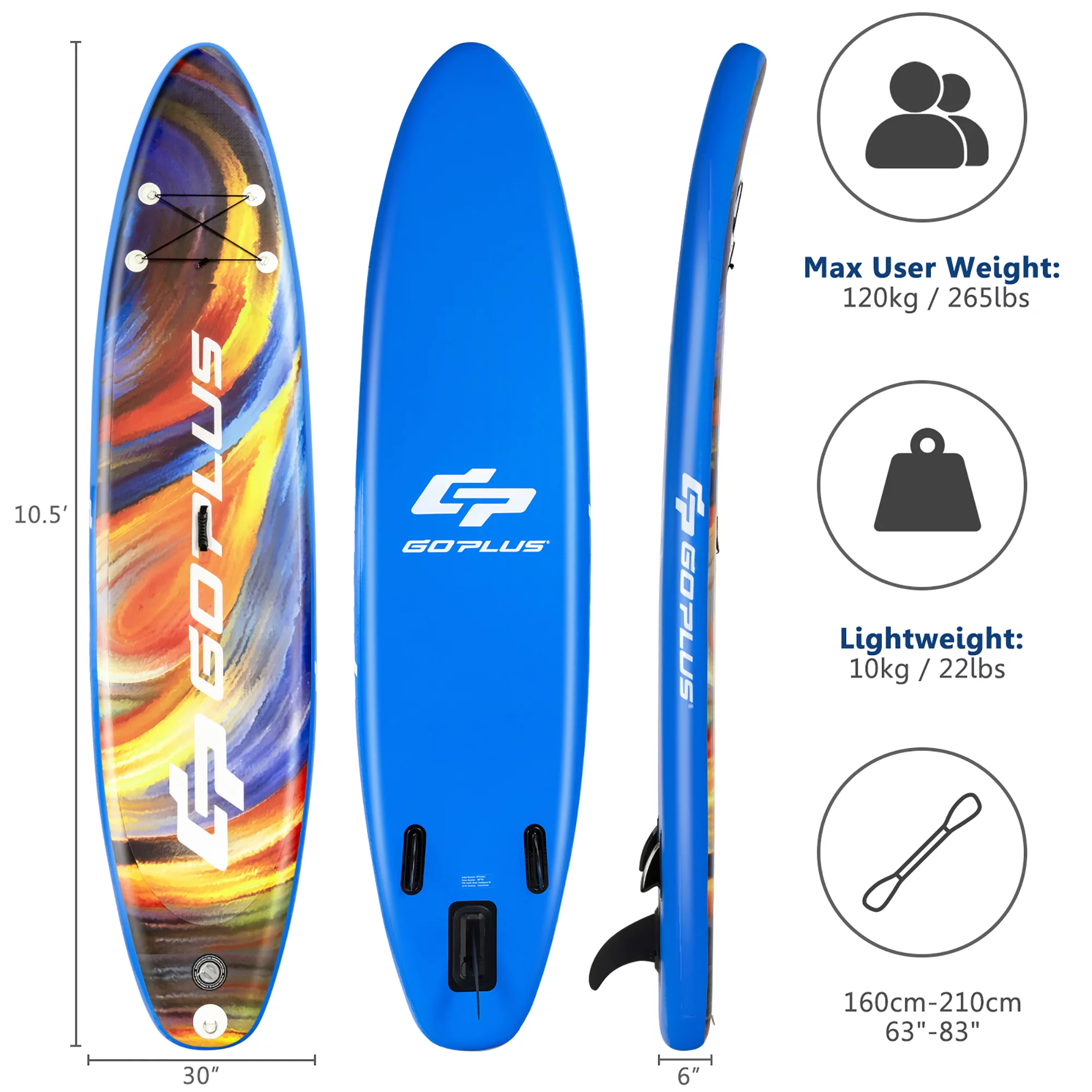 Goplus 11' Inflatable Stand Up Paddle Board SUP Surfboard with Pump Aluminum Paddle - Womvr