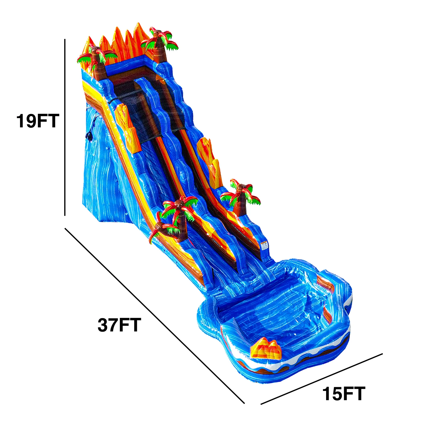 JumpOrange 19' Oasis Commercial Grade Water Slide Inflatable with Detachable Pool for Kids and Adults (with Blower), Outdoor Tall Waterslide, PVC Vinyl - Womvr