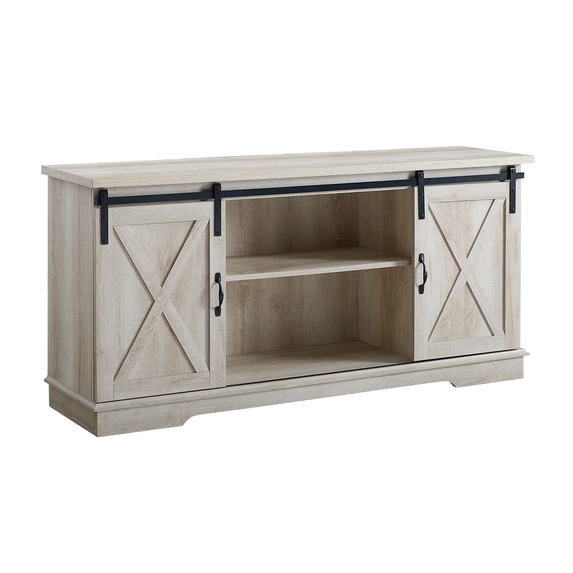 Woven Paths Farmhouse Sliding Barn Door TV Stand for TVs up to 65