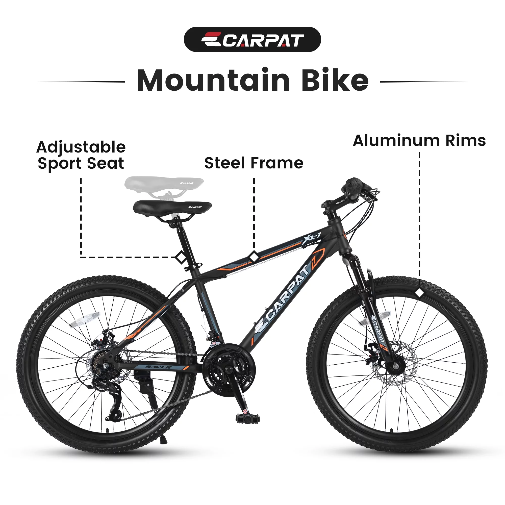 24 inch Mountain Bike, Shimano 21 Speed Drive, Dual Disc Brake, Front Suspension MTB For Boy Girl - Womvr