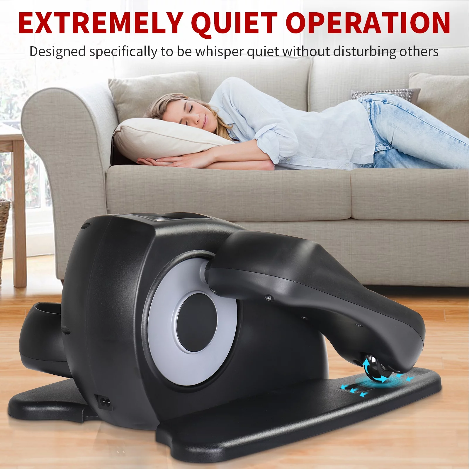 Zimtown Under Desk Electric Elliptical Bike, Pedal Exerciser, Mini Electric Elliptical Machine, Black/Red - Womvr