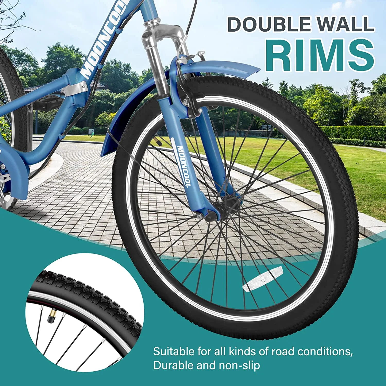 MOONCOOL Adult Folding Tricycle, 7 Speed 20/24/26 inch Adult Tricycles, Three Wheel Bike Cruiser Trike with Large Basket - Womvr