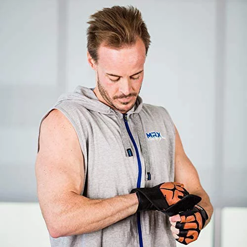 MRX Weight Lifting Gloves Gym Power Training Fitness Bodybuilding Glove Long Wrist Strap Black / Red M - Womvr