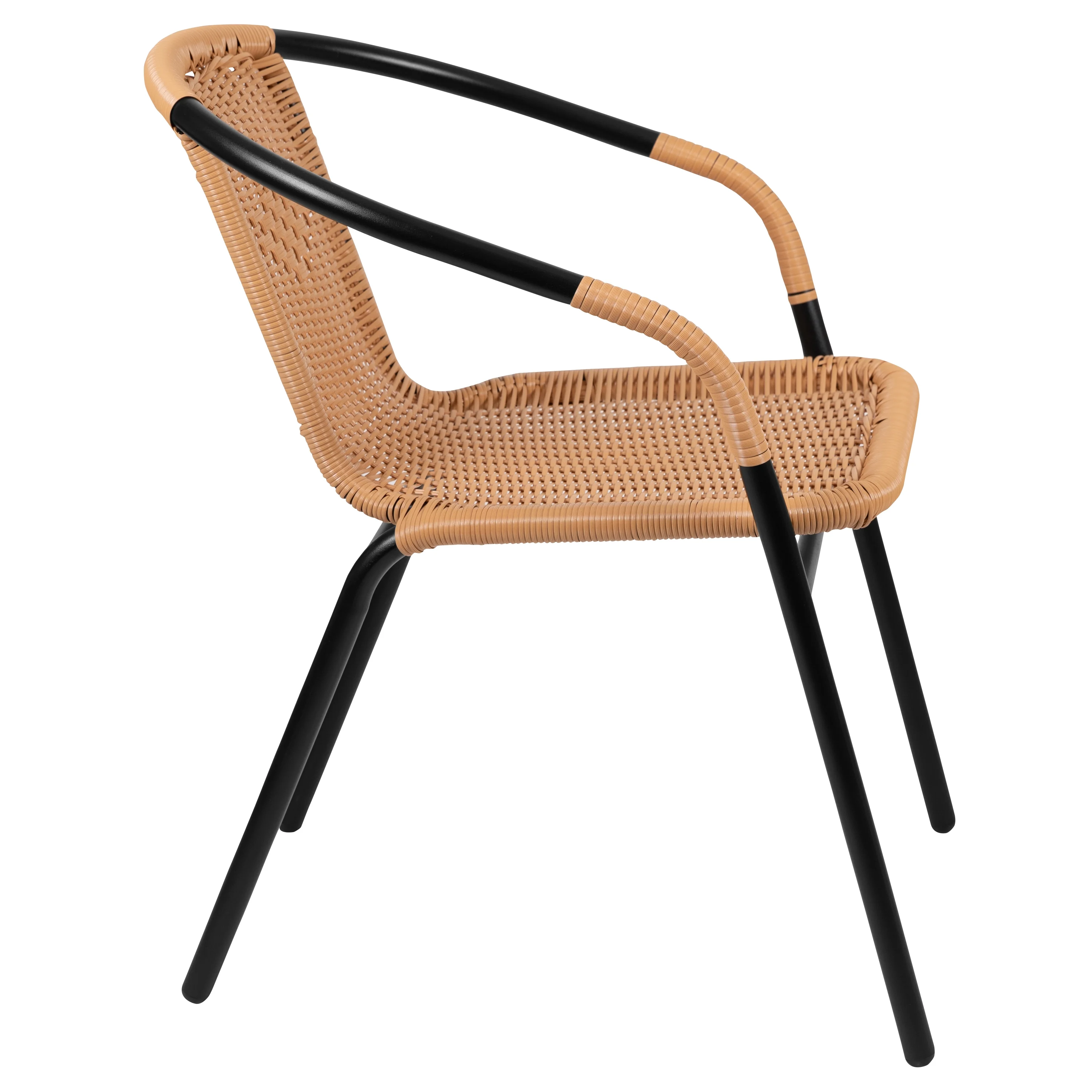 Emma + Oliver 2 Pack Gray Rattan Indoor-Outdoor Restaurant Stack Chair with Curved Back - Womvr