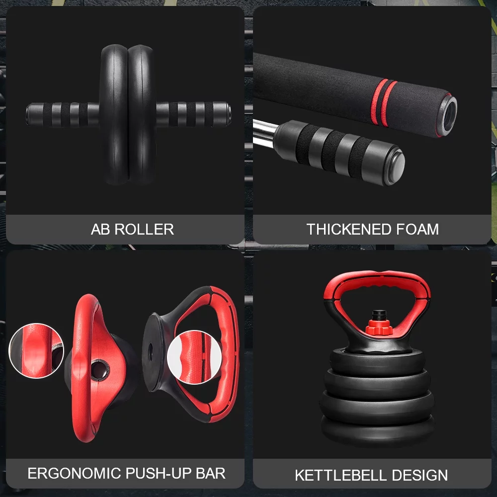 Pithage 6 in 1 Adjustable Dumbbells Set Free Weight Set Used as Dumbbells Barbell Exercise for Home Gym - Womvr