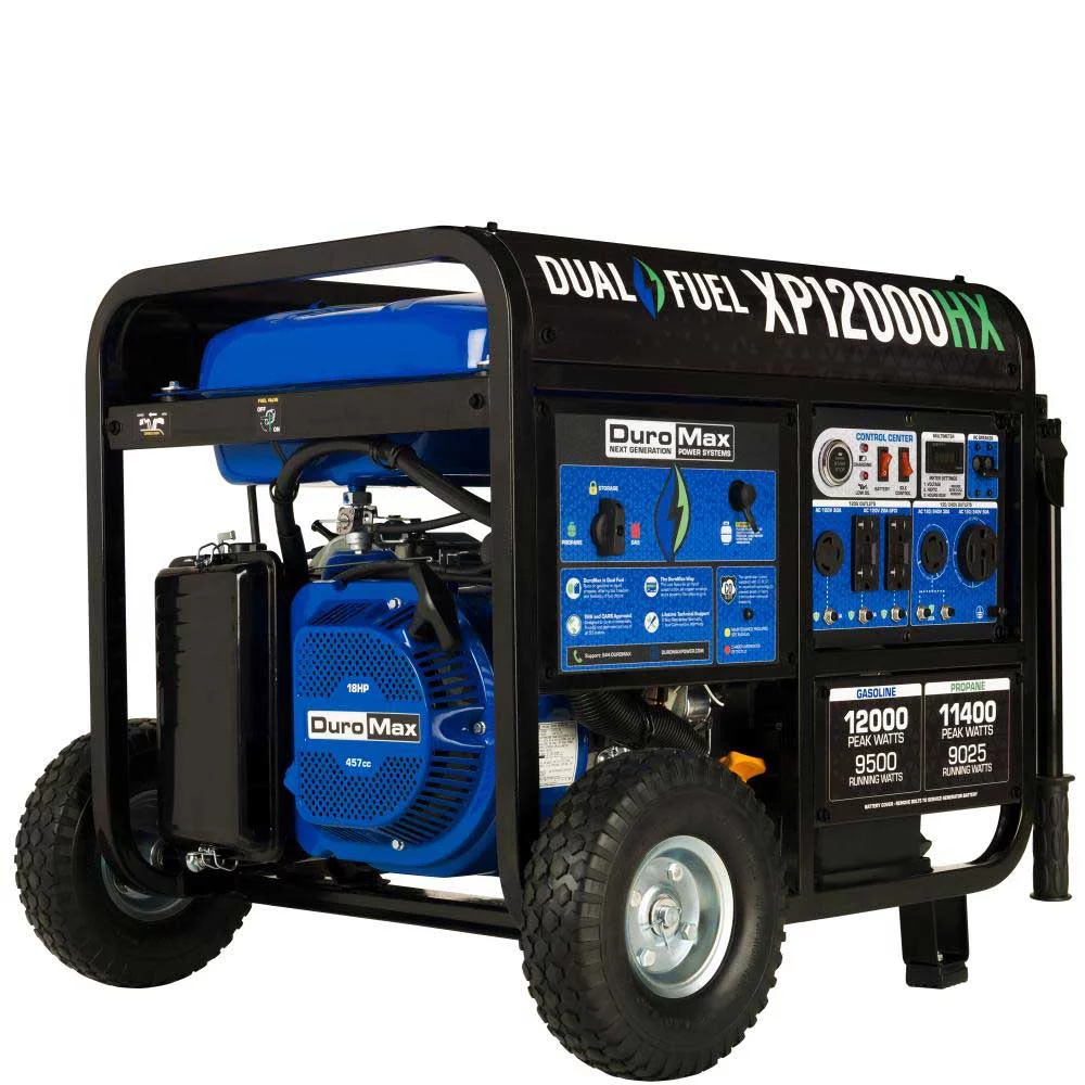 Duromax-XP12000HX DuroMax Generator Dual Fuel Gas Propane Portable with CO Alert 12,000 Watt - Womvr