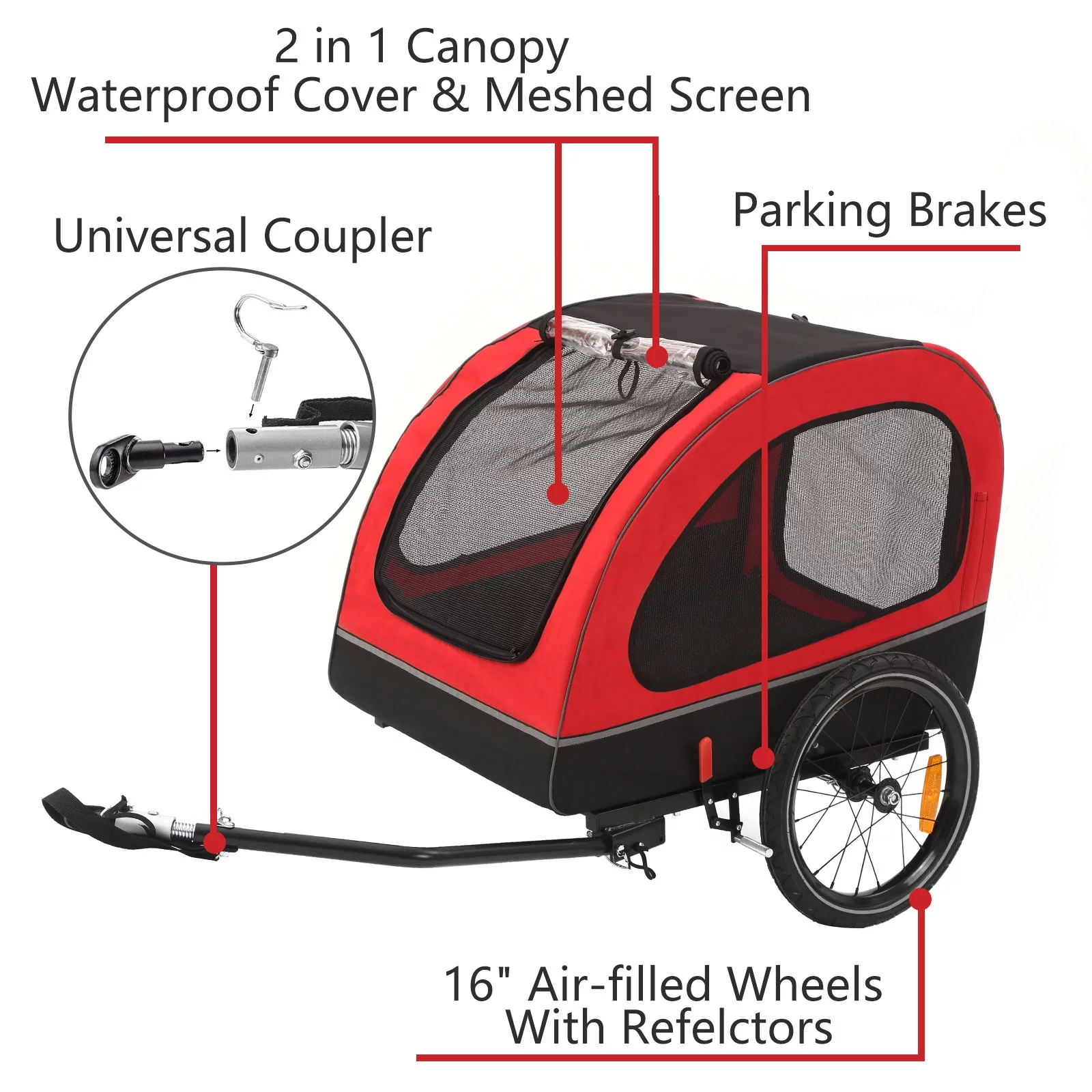 MOJAY Foldable Dog Bike Trailer with Rear Entrance for Small and Medium Pets Under 88 lbs, Outdoor Bike Trailer, Green - Womvr