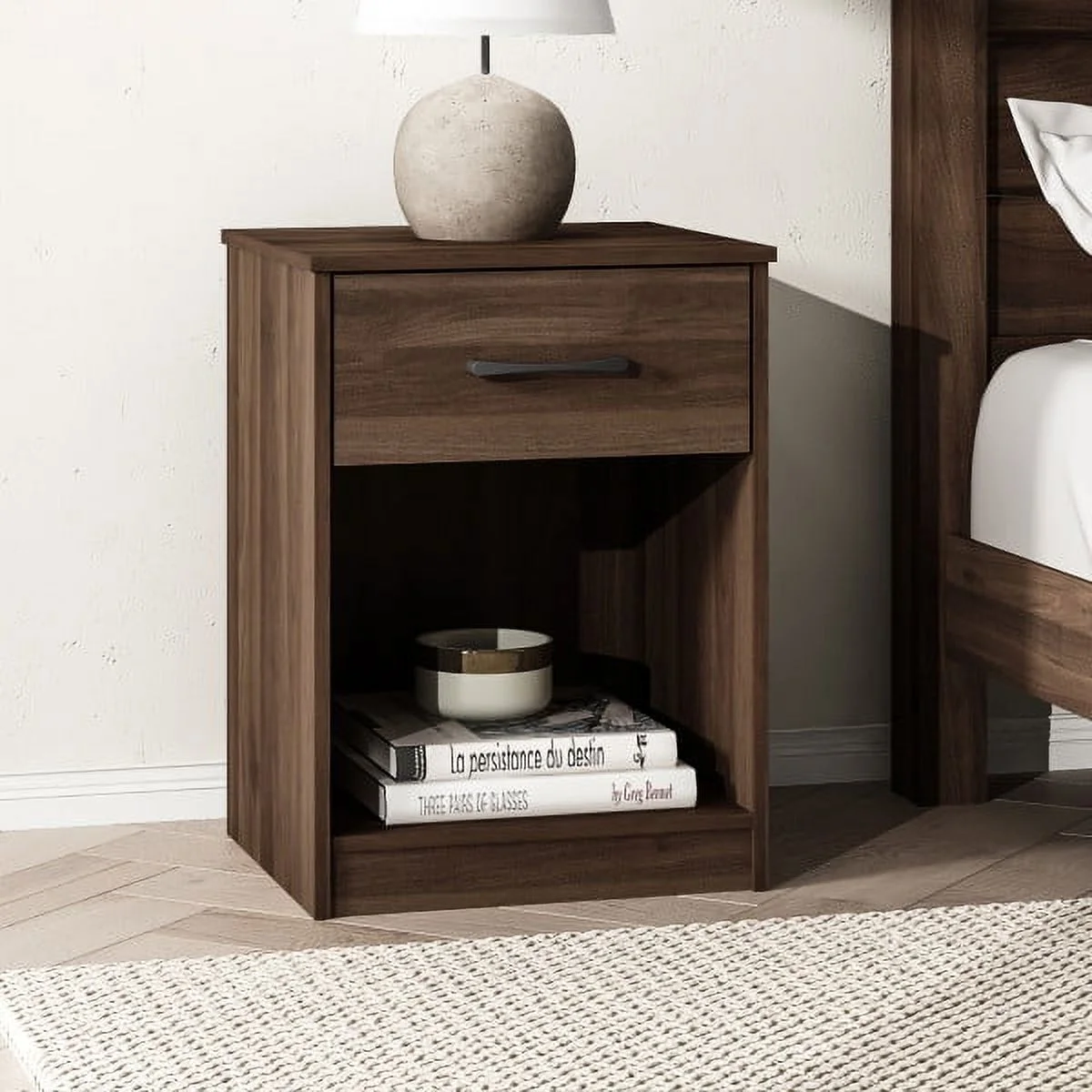 Mainstays Ardent Nightstand with 1 Drawer, White - Womvr