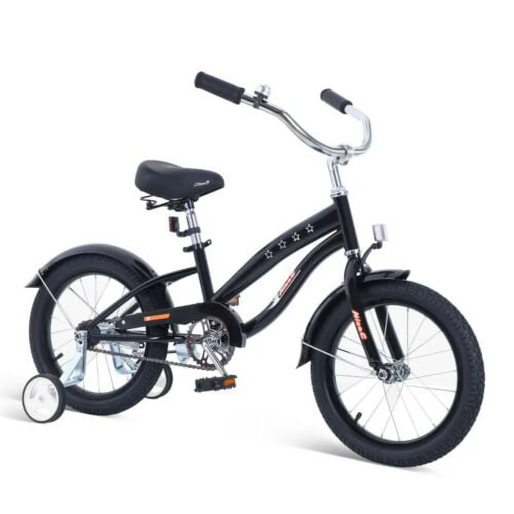 Nice C Kids Bike with Coaster Brake and Training Wheels, Boys Girls 12 14 16 18 20 inch (12 inch Black) - Womvr