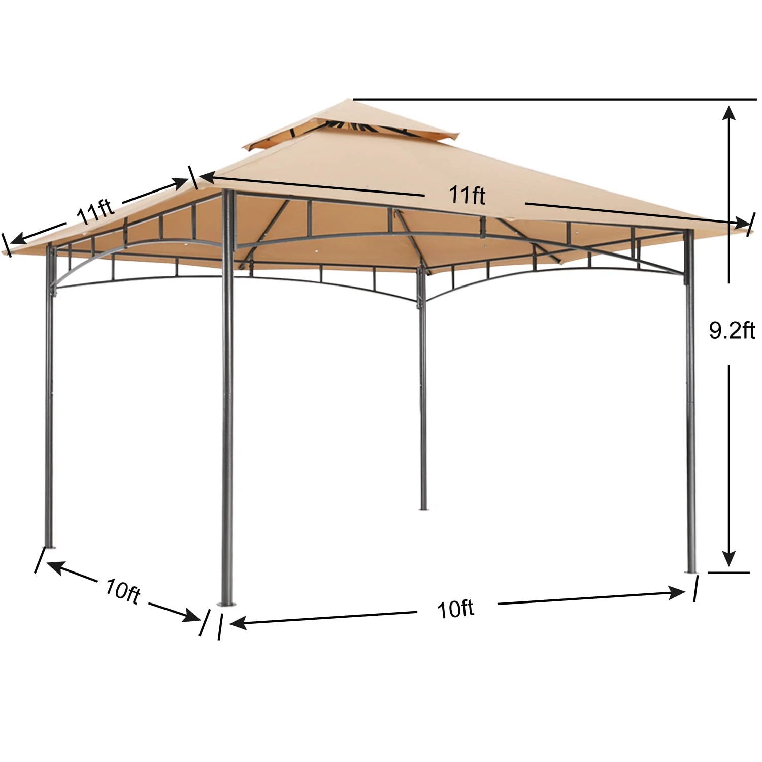 ABCCANOPY 9'x9' Patio Gazebo With Mosquito Netting and Double Soft Roof Canopies for Shade and Rain,Rust Red - Womvr