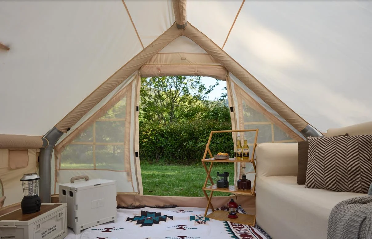 Richryce Extra Large Inflatable Camping Tent with Pump, Glamping Tents Easy Setup 4 Season Waterproof Windproof with Stove Jack & Mesh Windows & Pump - Womvr