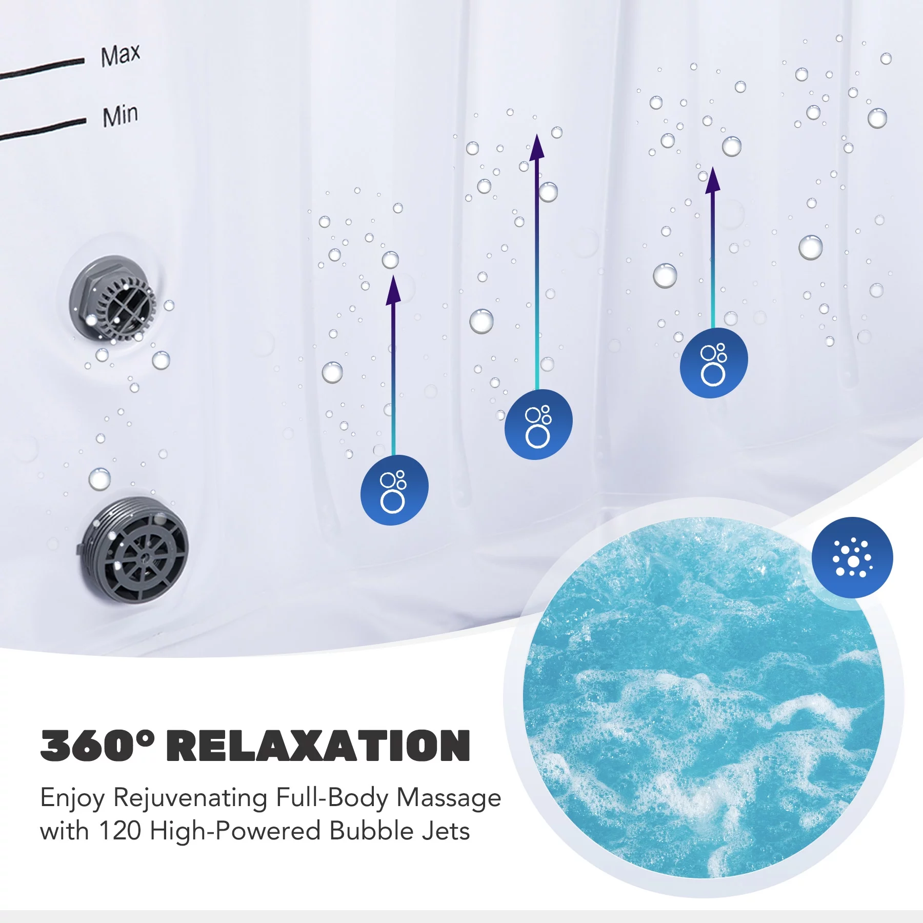 CO-Z 4-6 Person 7' Blow-Up Hot Tub with 130 Air Jets Cover Electric Pump Portable Pool, Gray - Womvr
