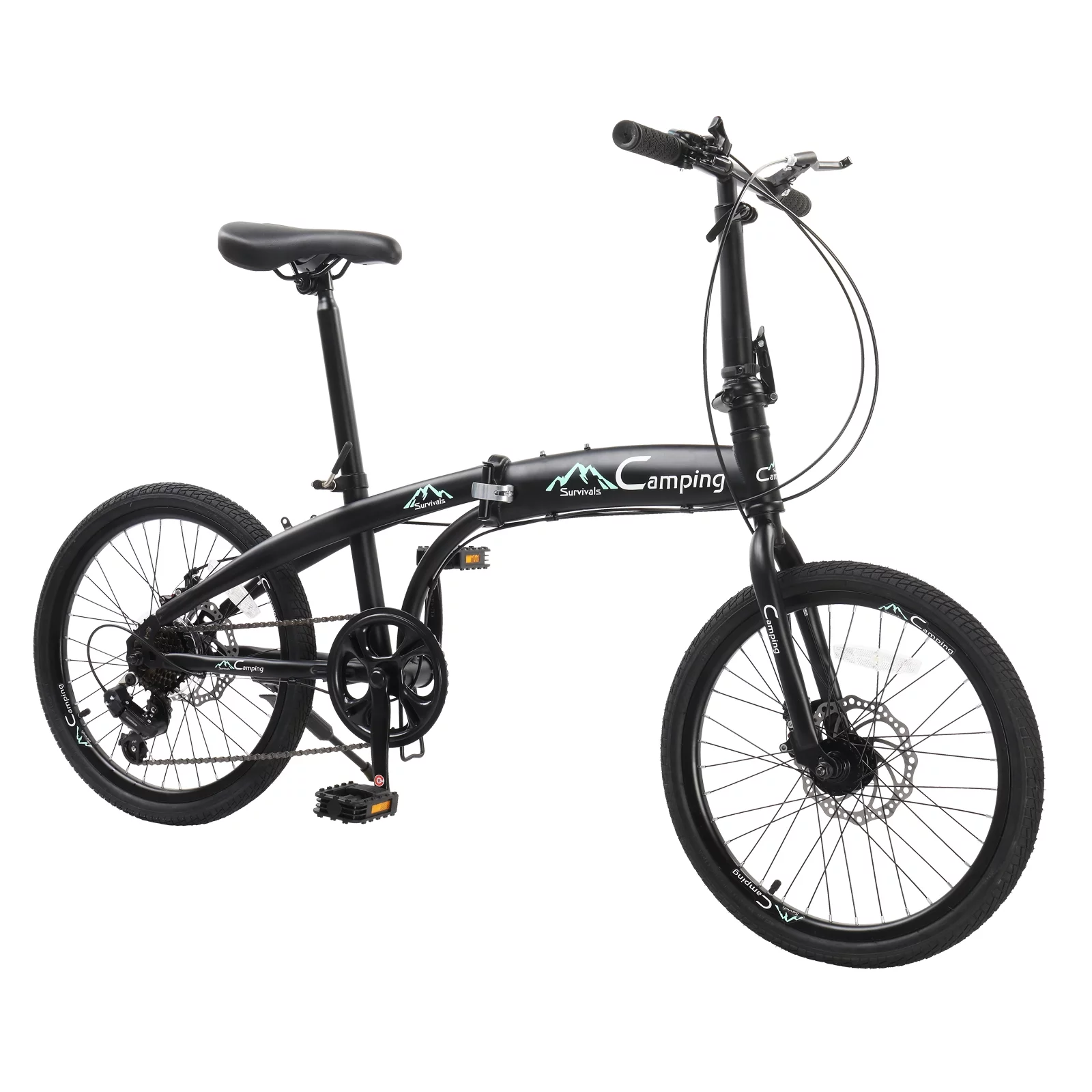 Campingsurvivals 20in 7-Speed Shimano Gears Bicycle, Lightweight Folding Bike, for Adult, Black - Womvr