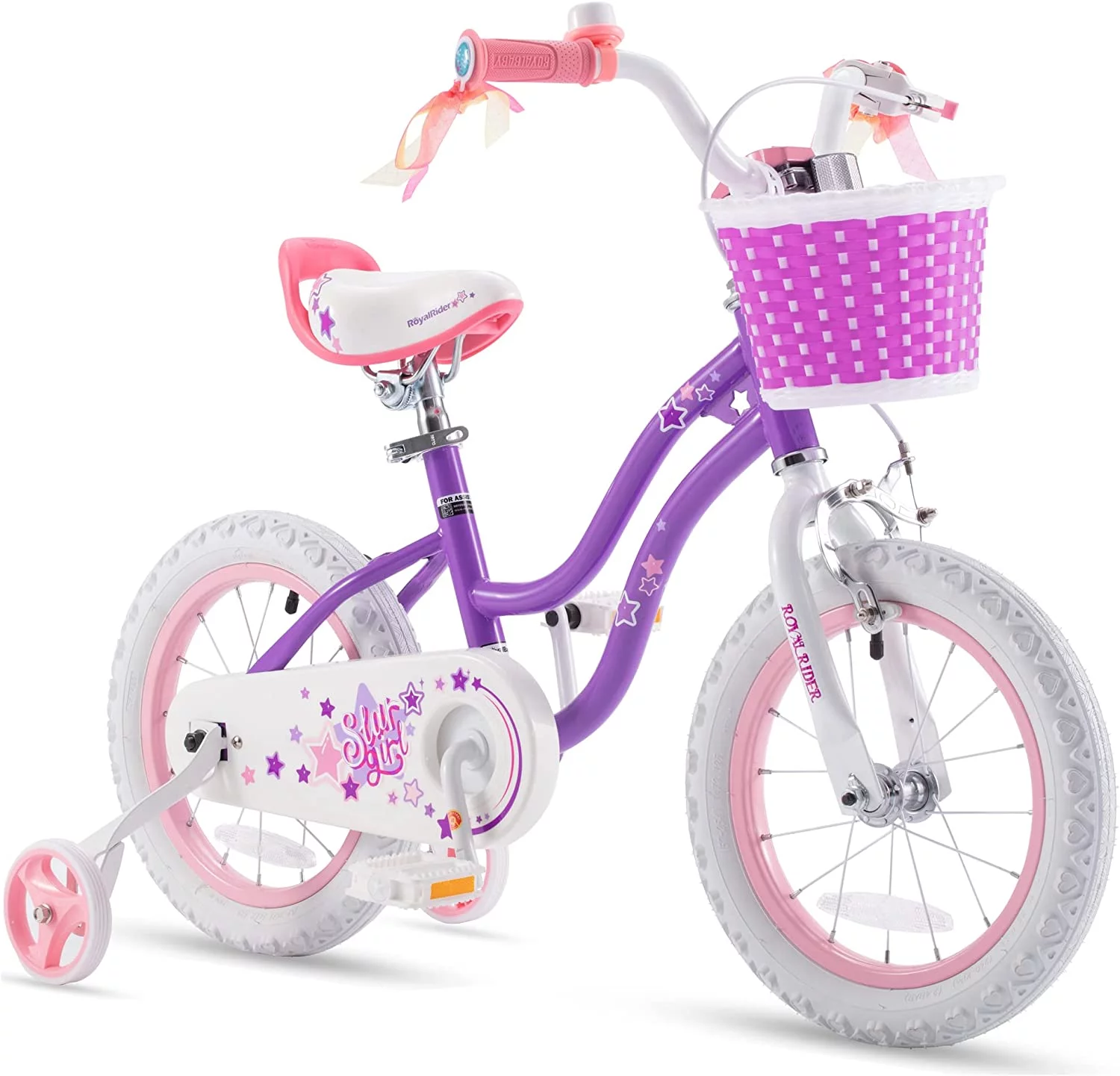 Royalbaby Girls Kids Bike Star Girl 12 In Bicycle Basket Training Wheels Blue Child's Cycle - Womvr