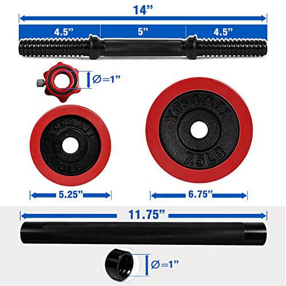 Yes4All 60 lbs Premium Adjustable Dumbbell Weights with Dumbbell Connector, Combo/Set - Womvr