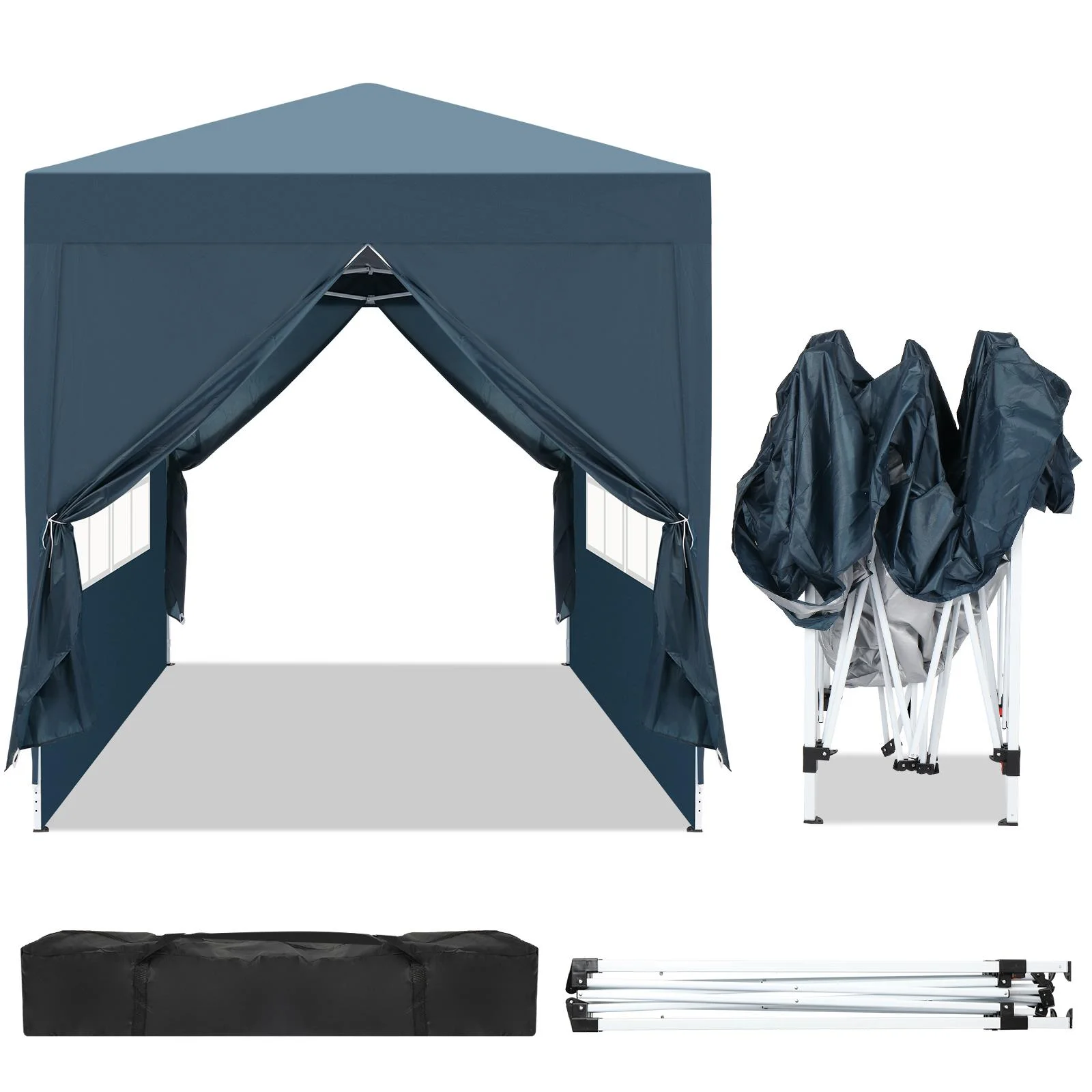 Zimtown 10ft x 10ft Base/8ft x 8ft Top Pop up Canopy Tent Instant Practical Waterproof Folding Tent with Carry Bag - Womvr