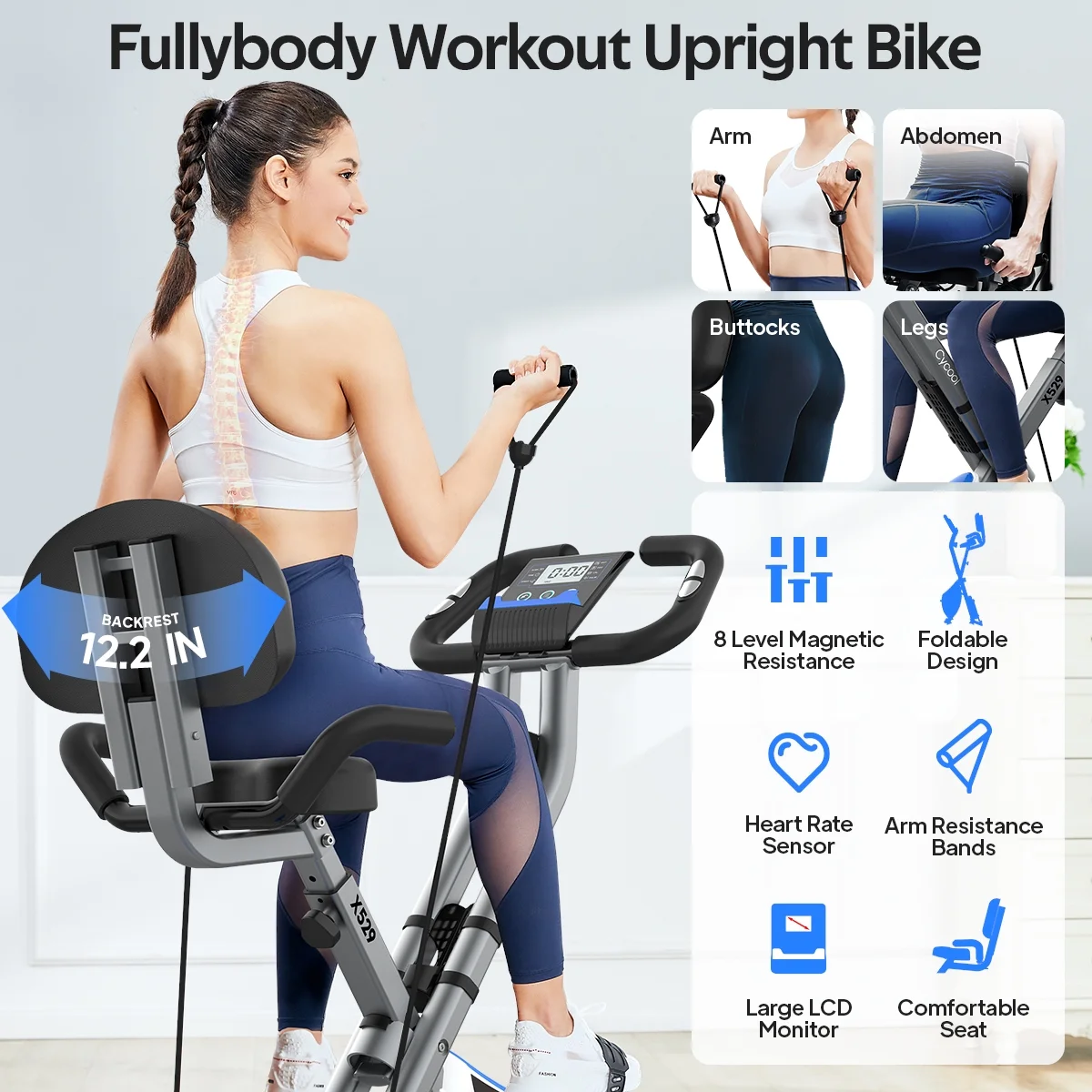 Pooboo Extended Handlebar Indoor Stationary Cycling Exercise Bike Maximum User Weight 360LB - Womvr