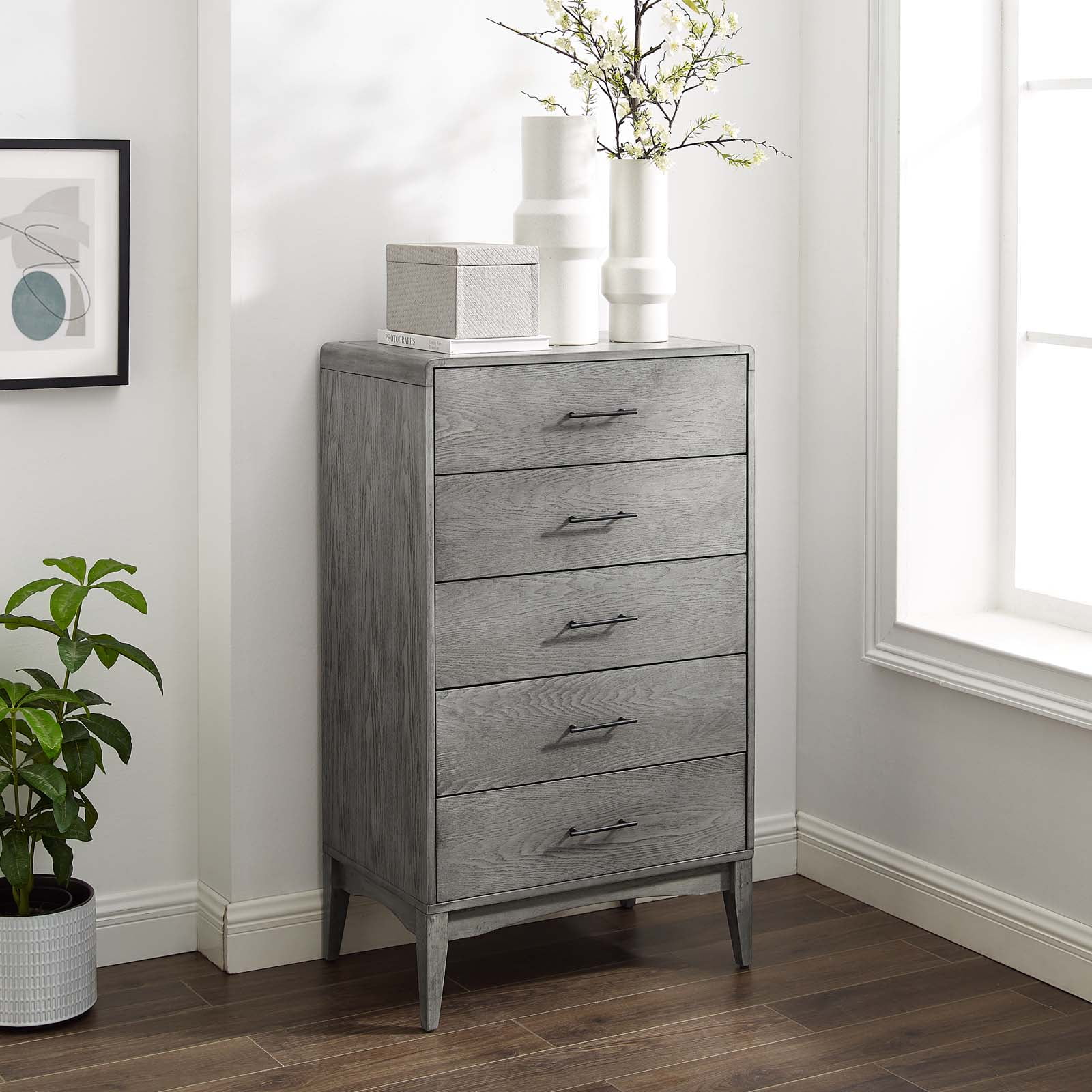 Modway Georgia Wood Chest in Gray - Womvr
