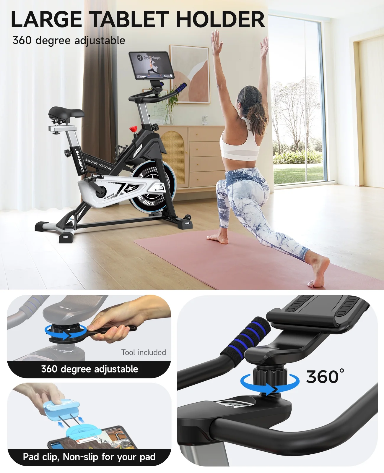 Pooboo Bluetooth Magnetic Exercise Bike Indoor Cycling Bike Stationary Bikes 40lbs Flywheel 350lbs - Womvr